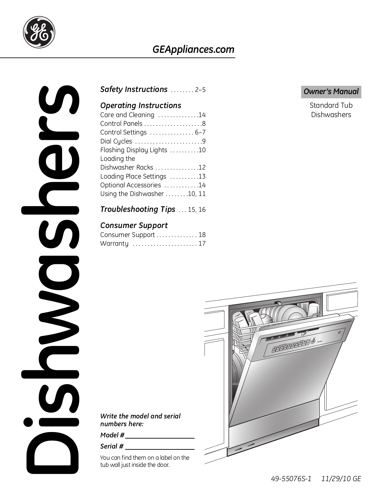 GE GSD2100VCC, GSD2100VBB, GSD2100VWW Owner's Manual