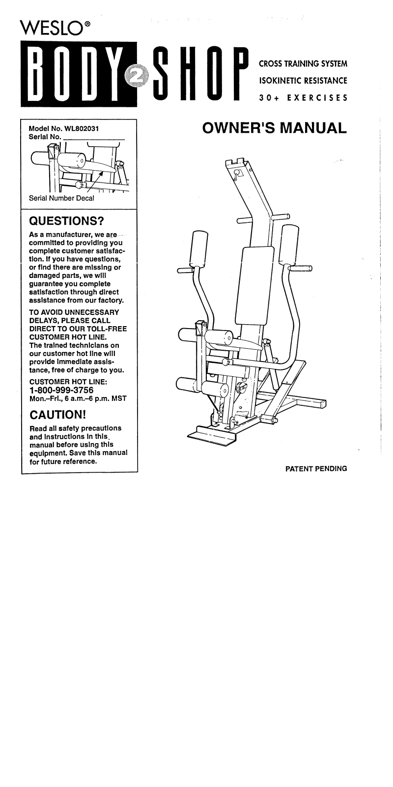 Weslo WL802031 Owner's Manual