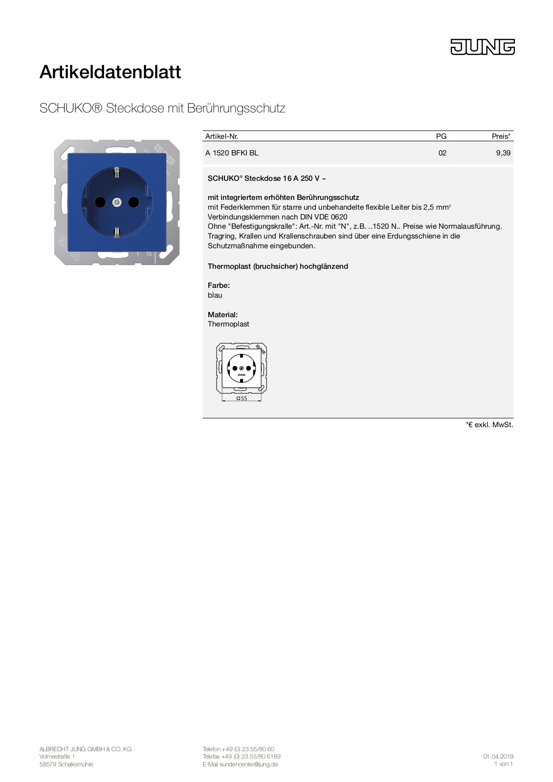 Jung A 1520 BFKI BL User Manual