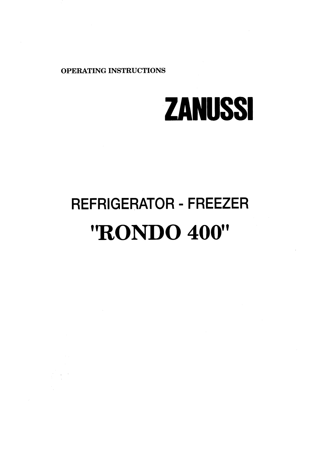 Zanussi RONDO 400 User Manual