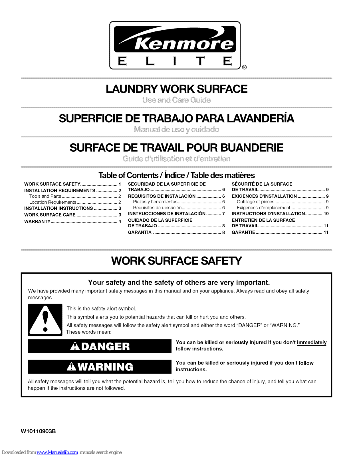 Kenmore Laundry work surface Use And Care Manual - ManualMachine.com