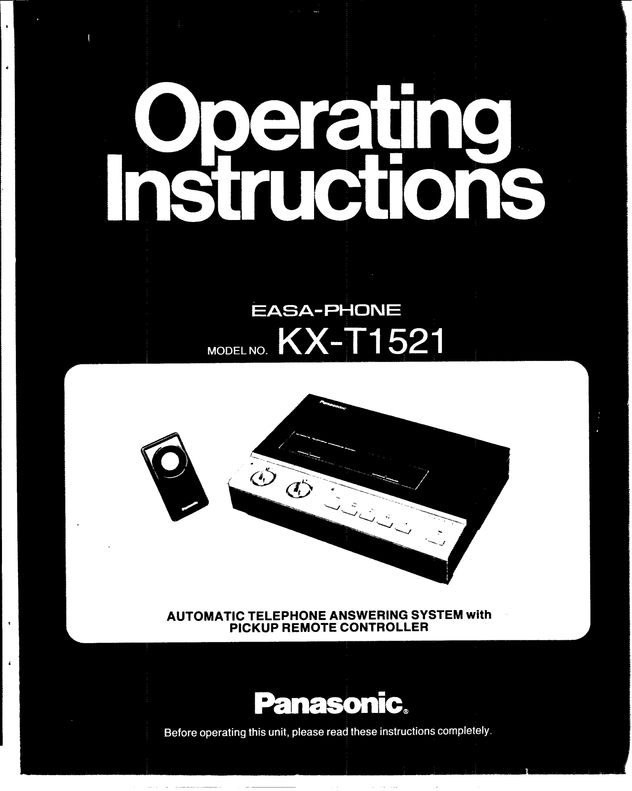 Panasonic kx-t1521 Operation Manual