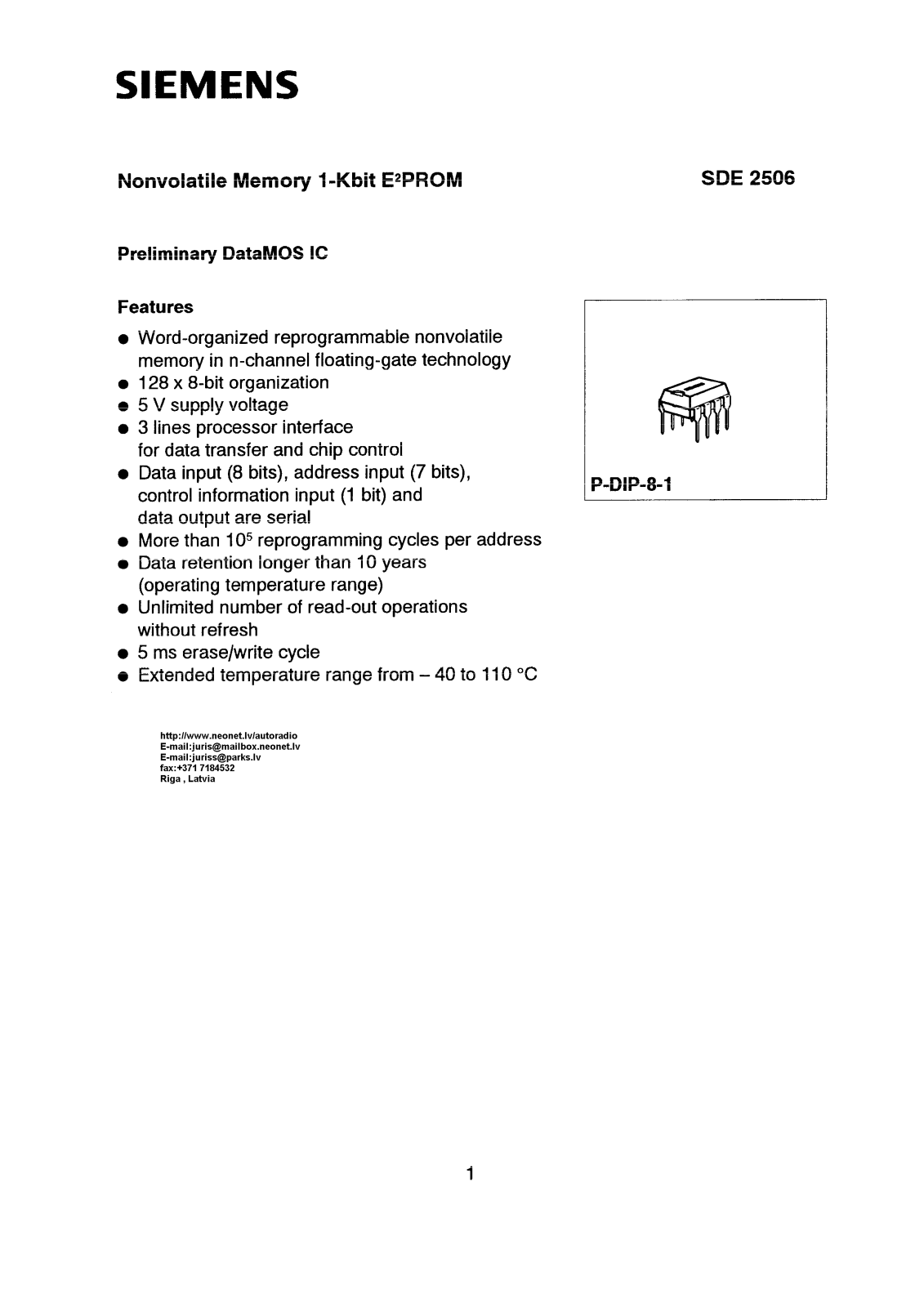 Siemens SDE2506 Datasheet