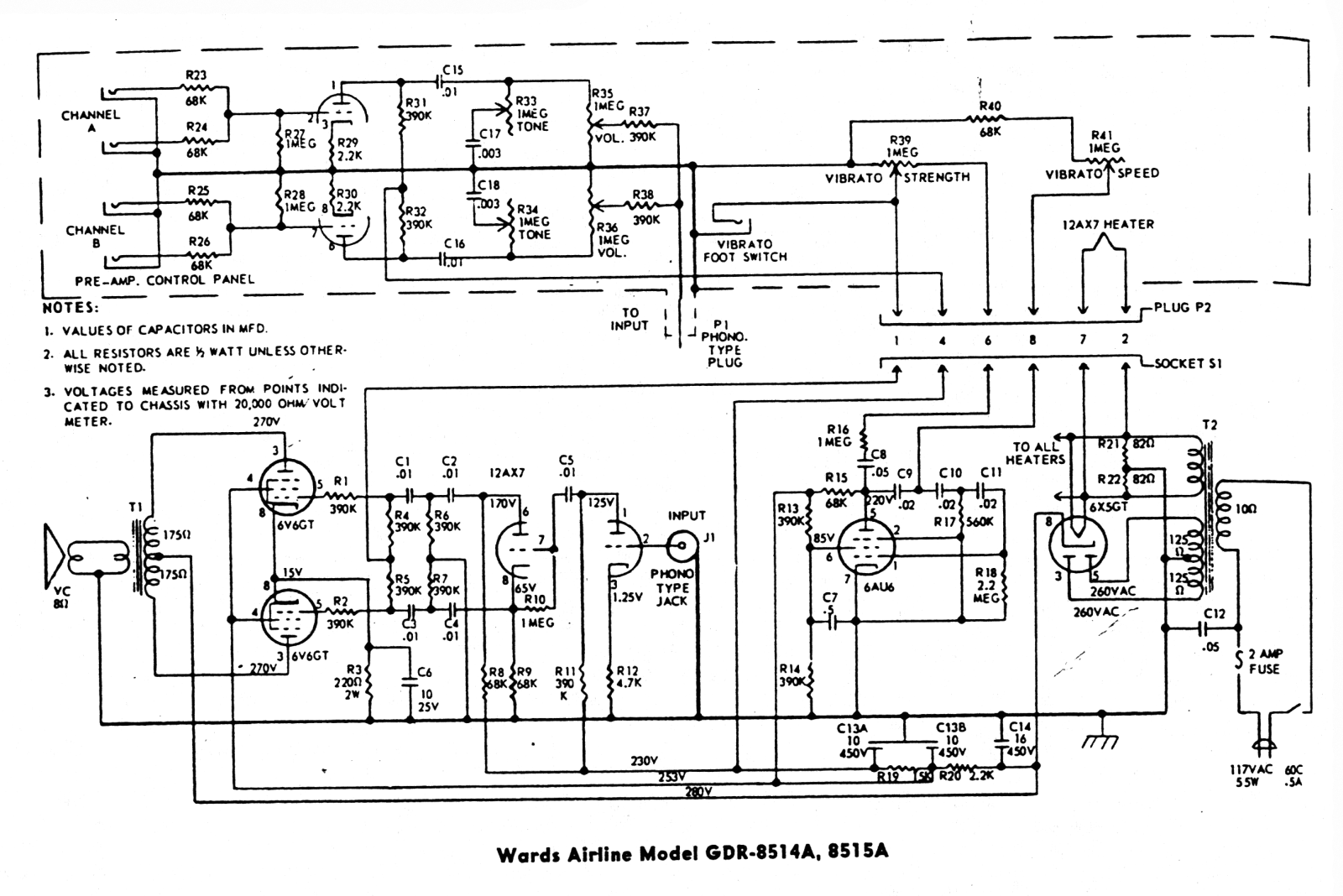 Airline Wards gdr 8514a, gdr 8515a schematic