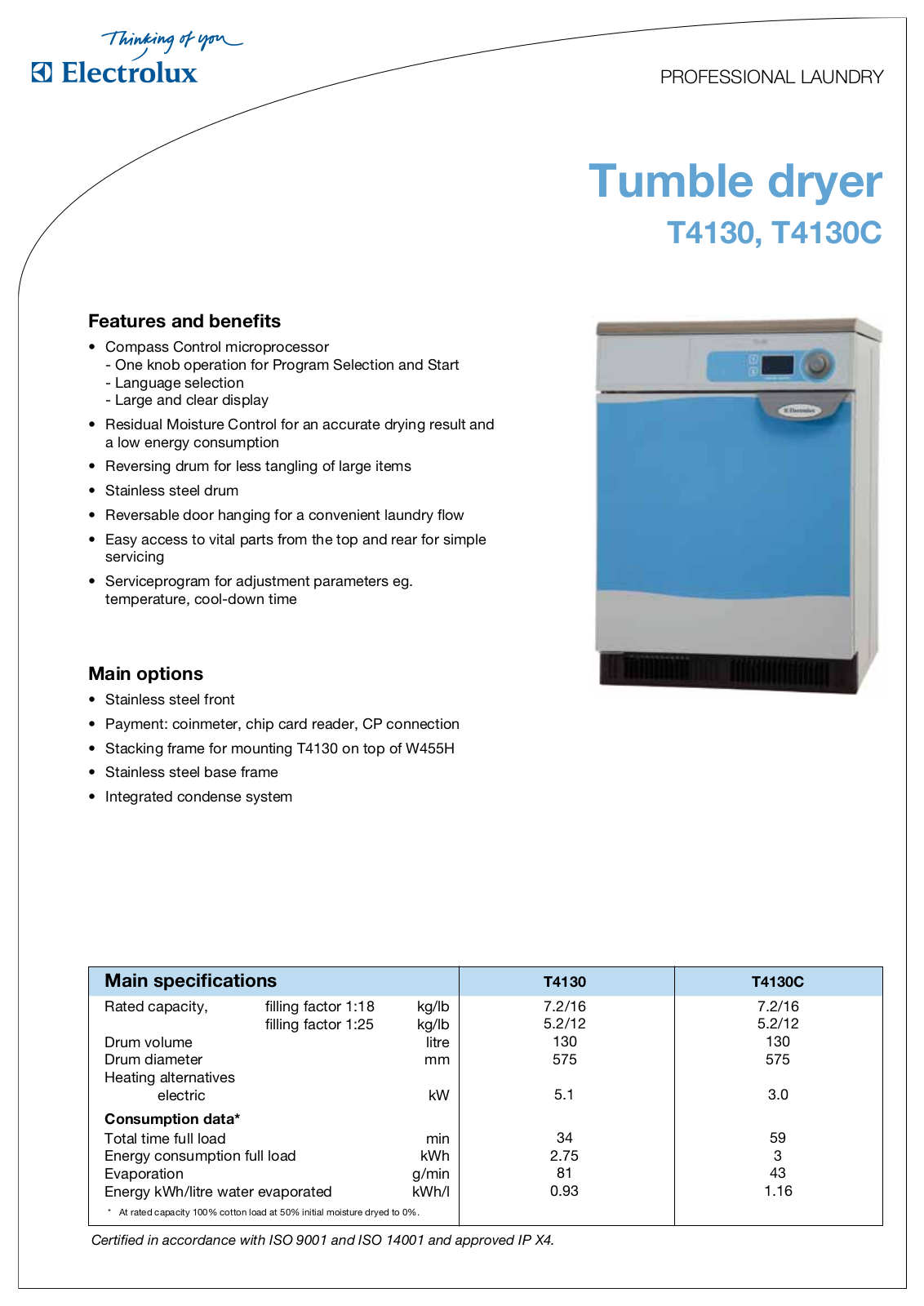 Electrolux T4130C, T4130 DATASHEET