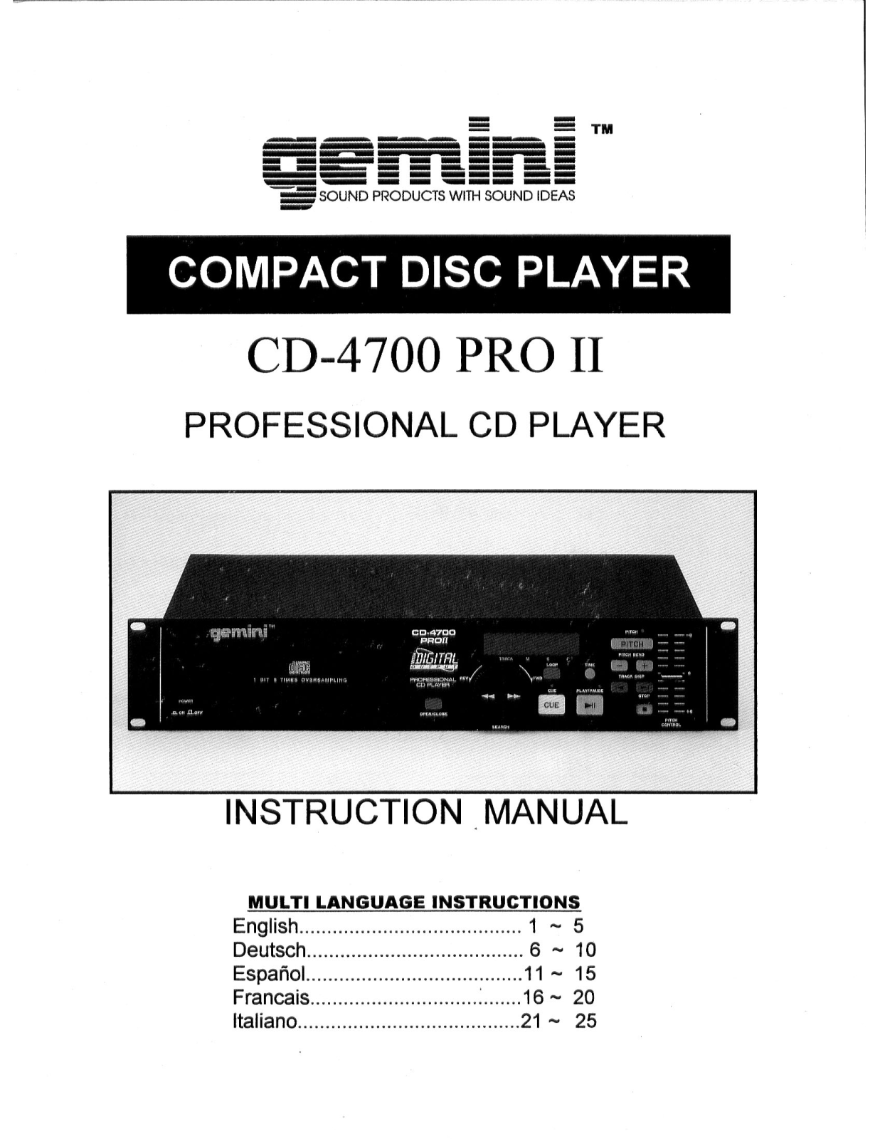 Gemini CD-4700 PRO II User Manual