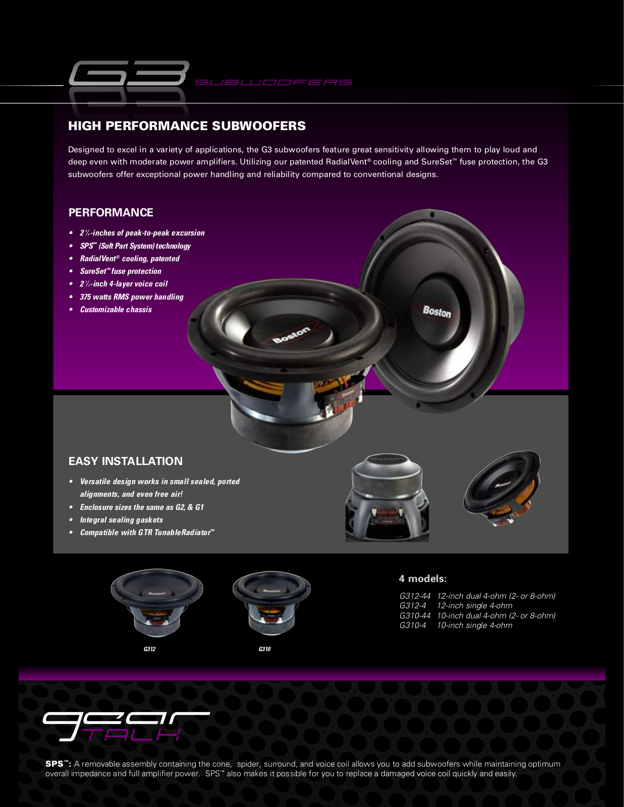 Boston Acoustics G312-44, G310-44, G312-4, G310-4 User Manual