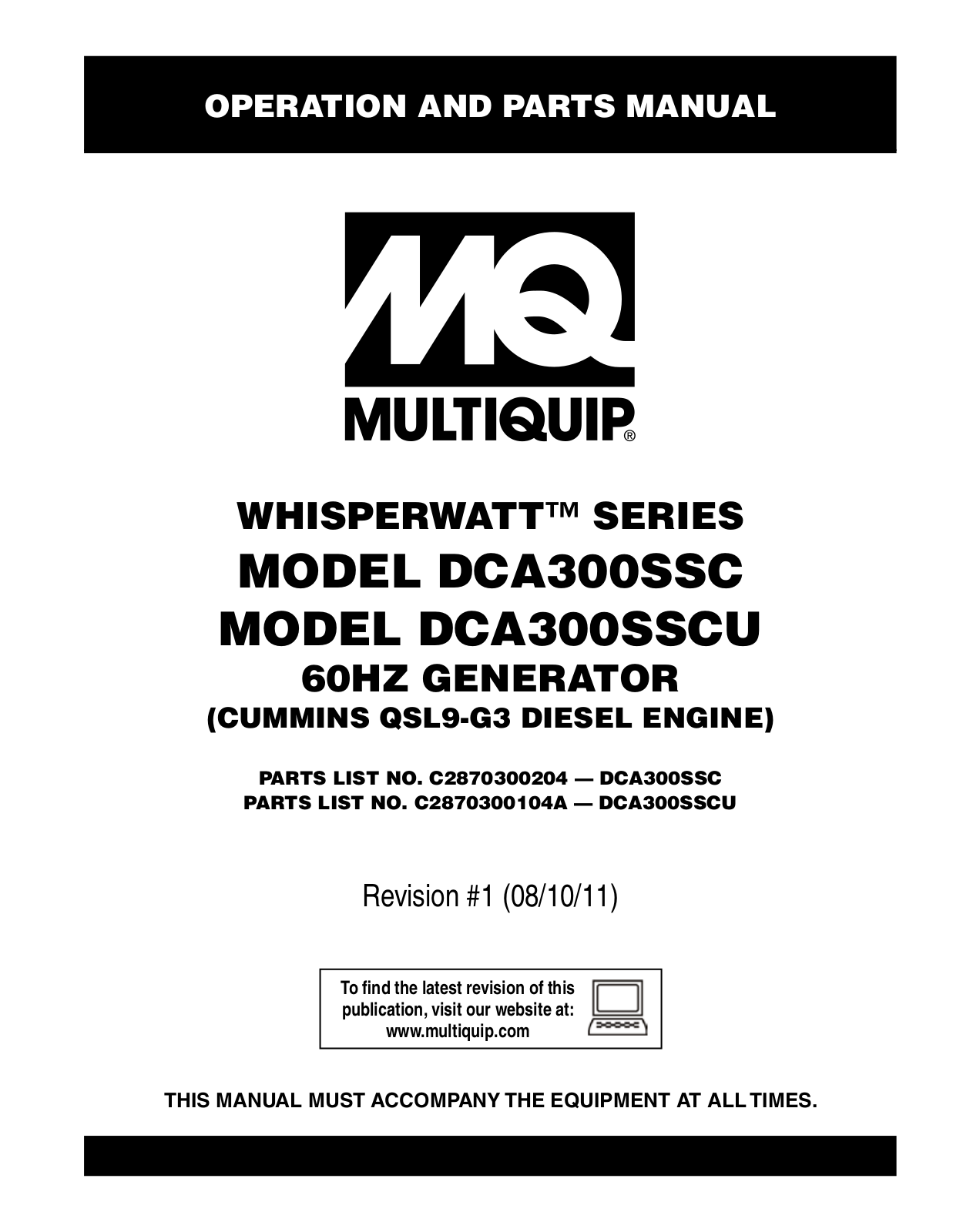 Multiquip DCA300SSCU User Manual