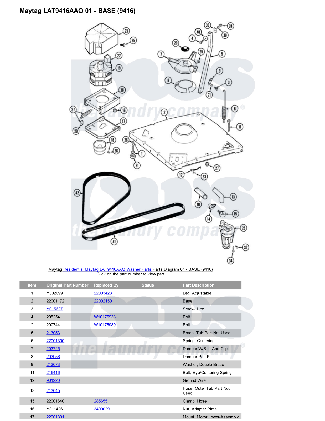 Maytag LAT9416AAQ Parts Diagram