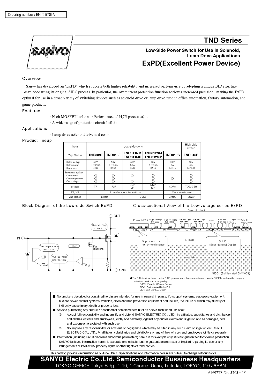 SANYO TND016B, TND012NM, TND013S, TND012MP, TND011NM Datasheet