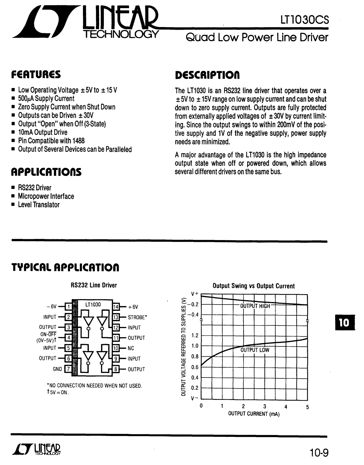 Linear Technology LT1030CS Datasheet