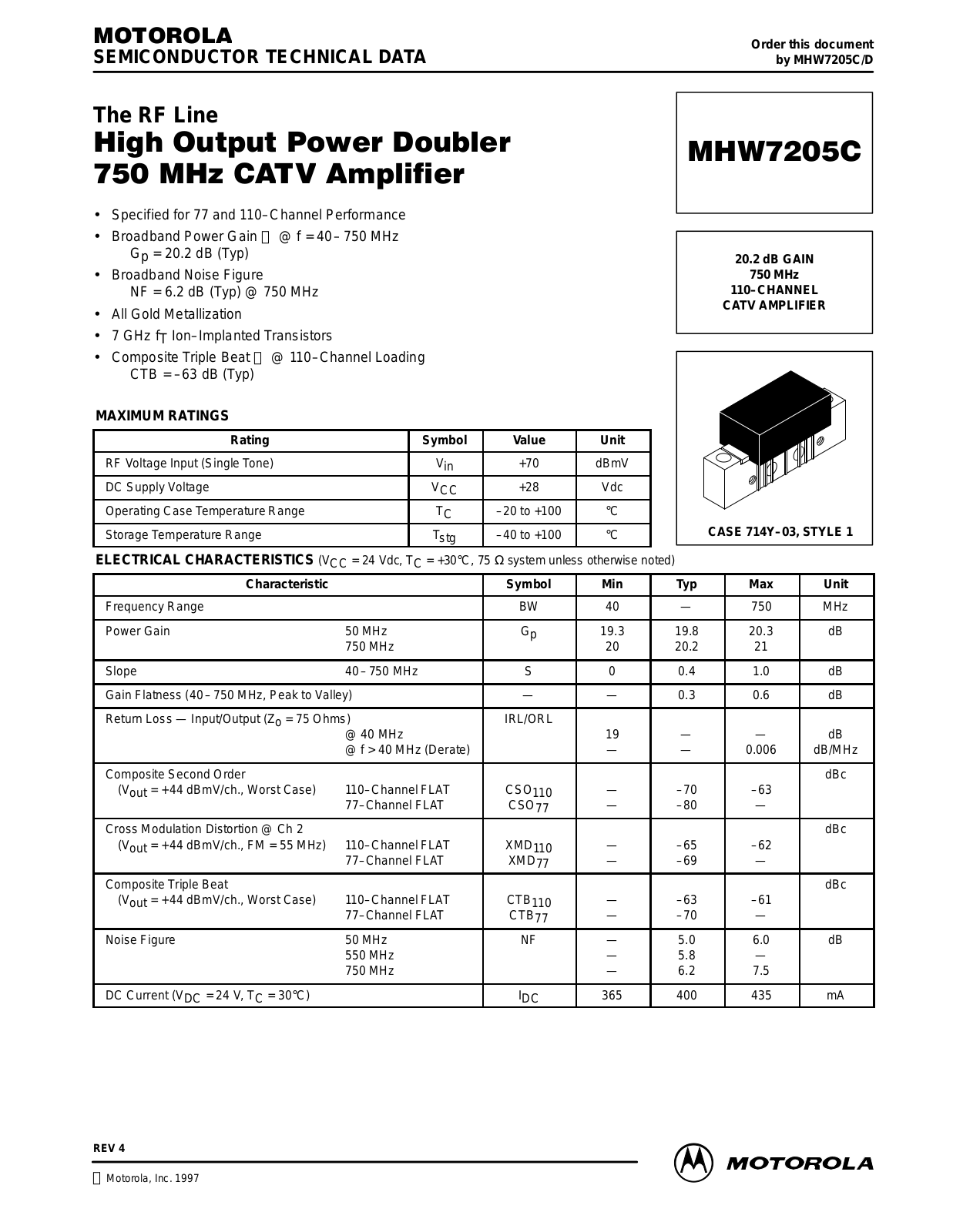 Motorola MHW7205C Datasheet