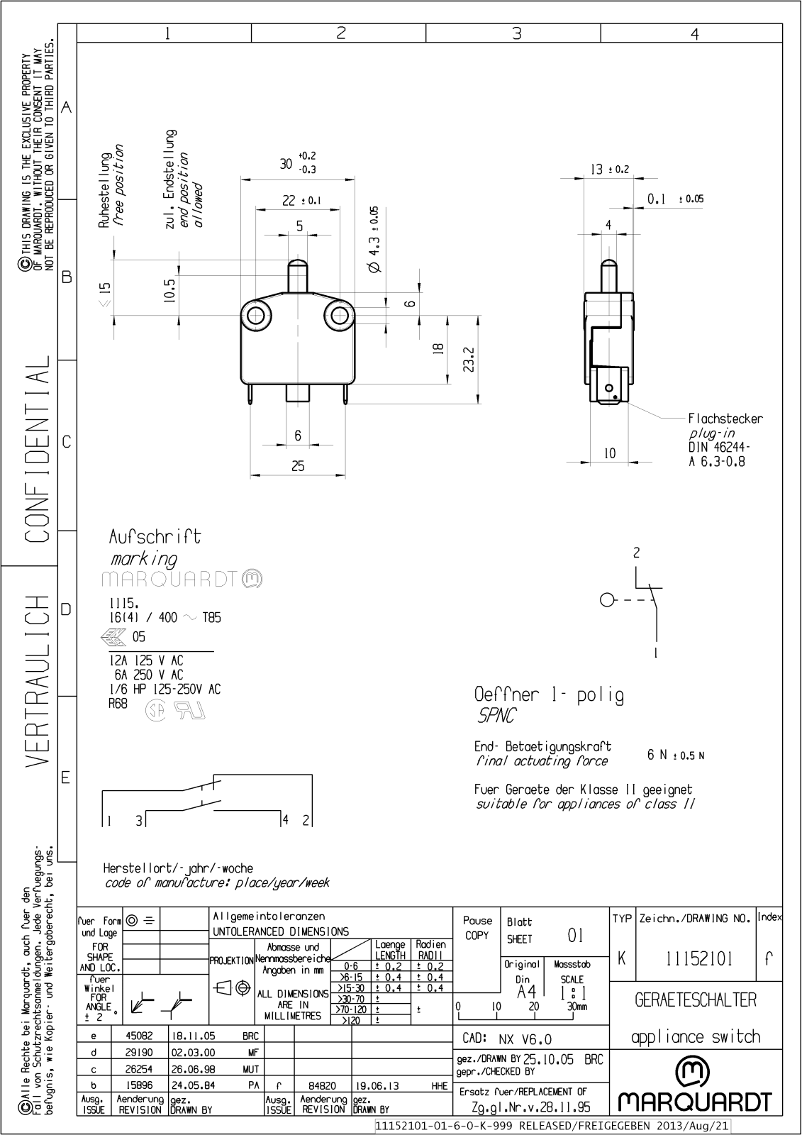 MARQUARDT MAR 1115.2101 Datasheet