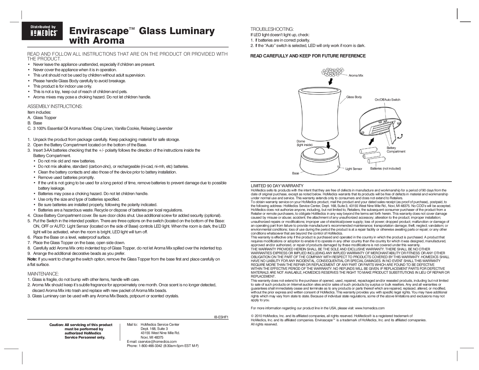 Homedics ES-HF1 Instruction Manual