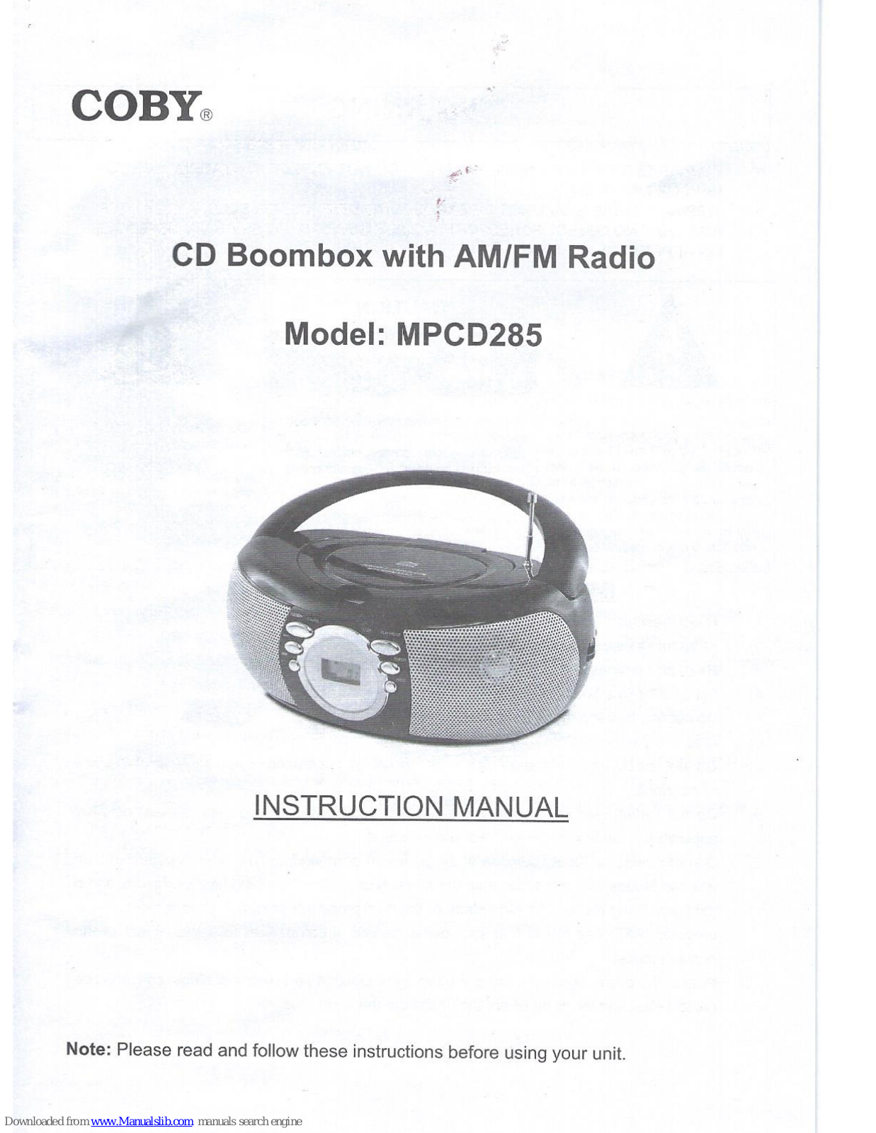 Coby MPCD285 Instruction Manual