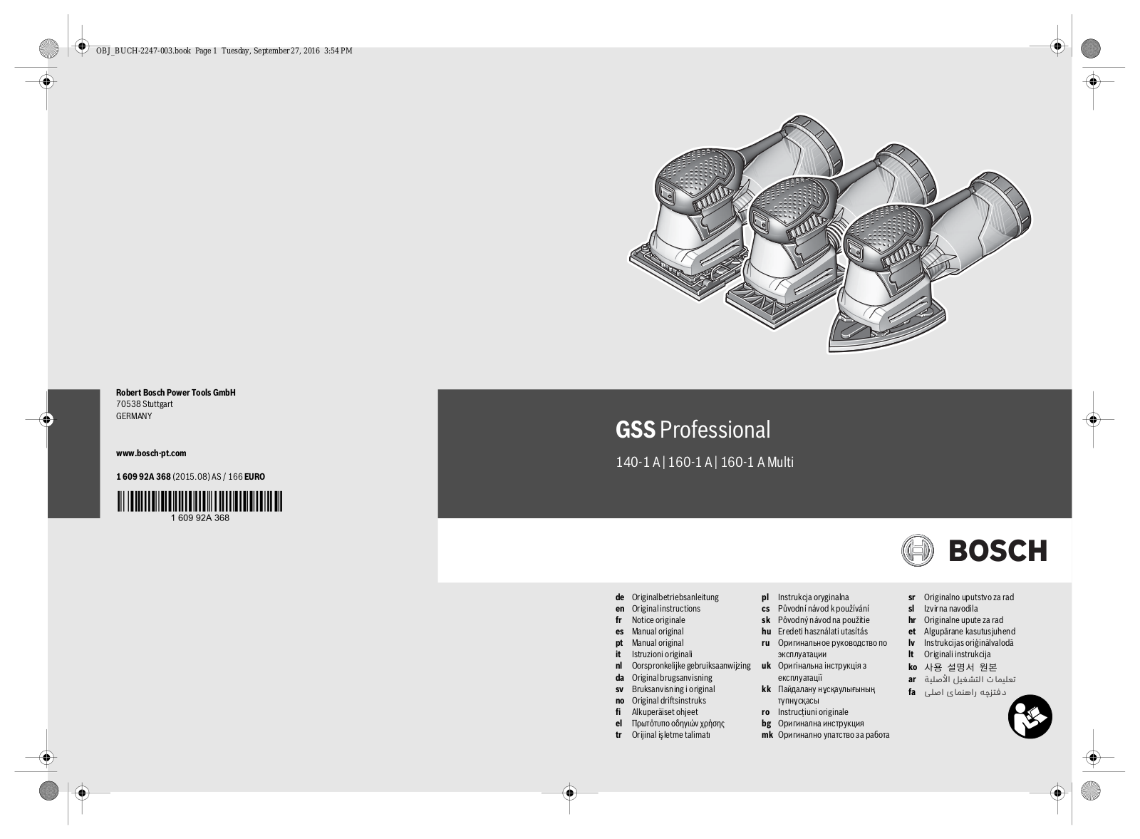 Bosch GSS 140-1 A, GSS 160-1 A User Manual