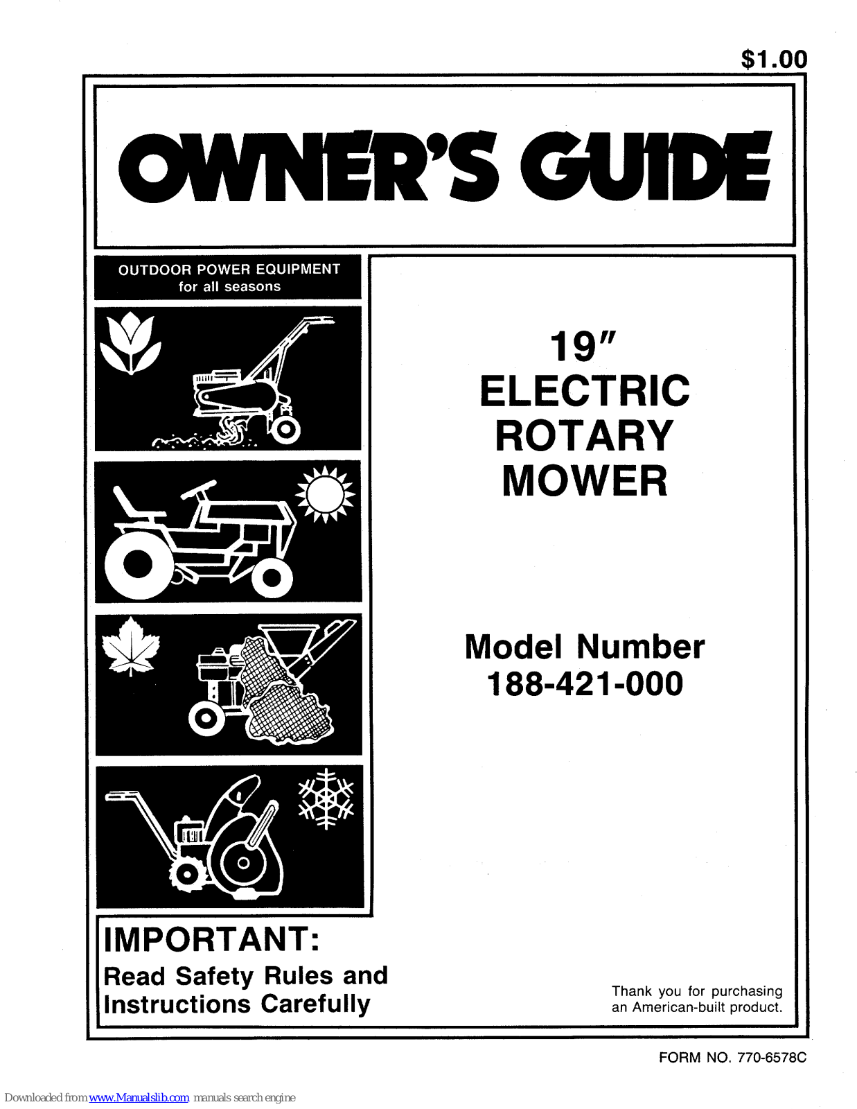 MTD 188-421-000, 421 Owner's Manual