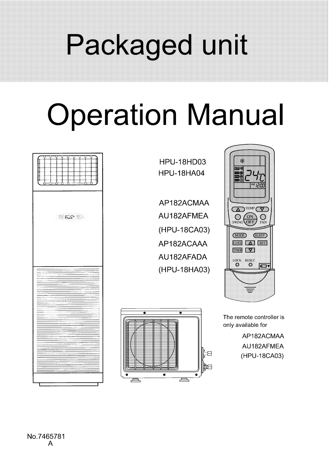 Haier HPU-18CA03, HPU-18HA03 Manual