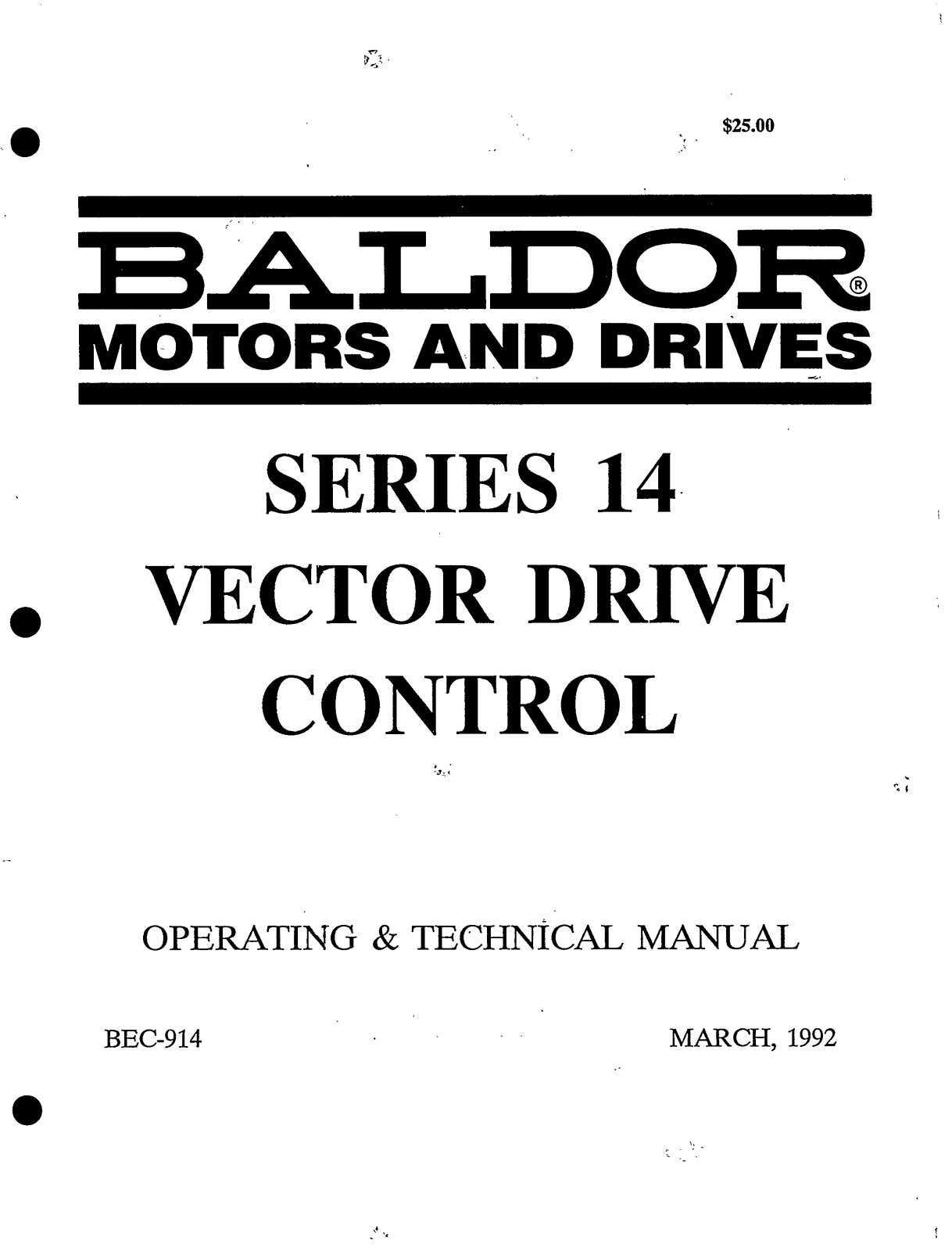 BALDOR 14 operating Manual