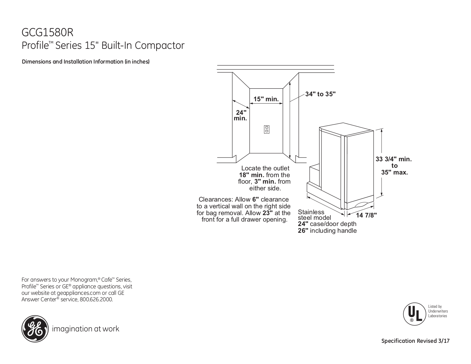 GE GCG1580R Specification