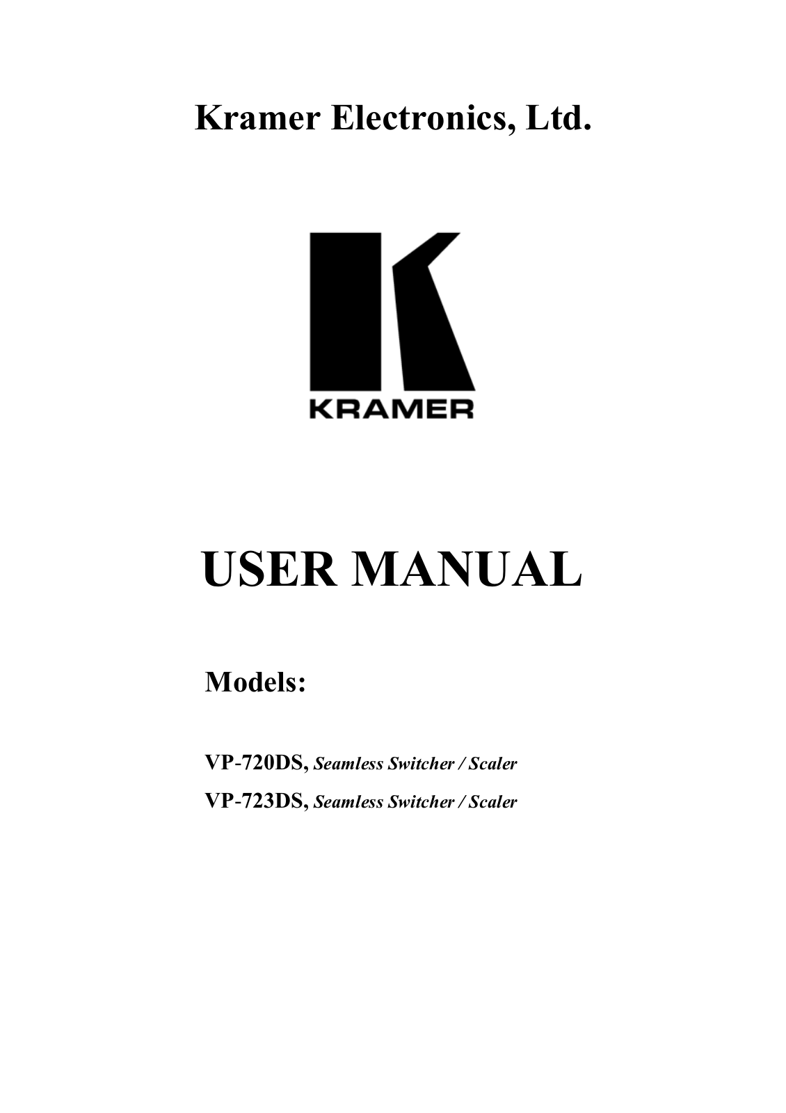 Kramer Electronics VP-723DS, VP-720DS User Manual