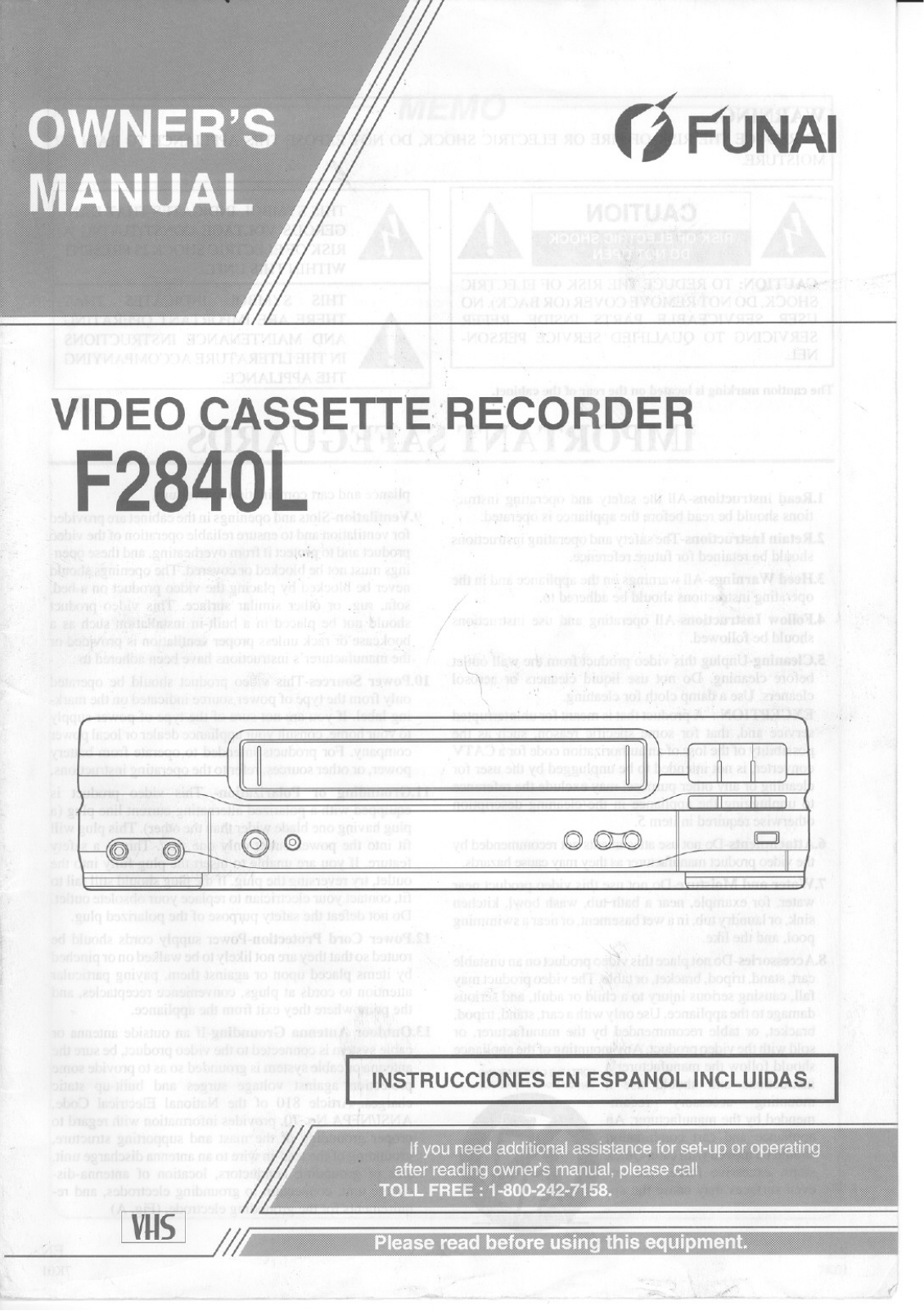 Funai F2840L User Manual