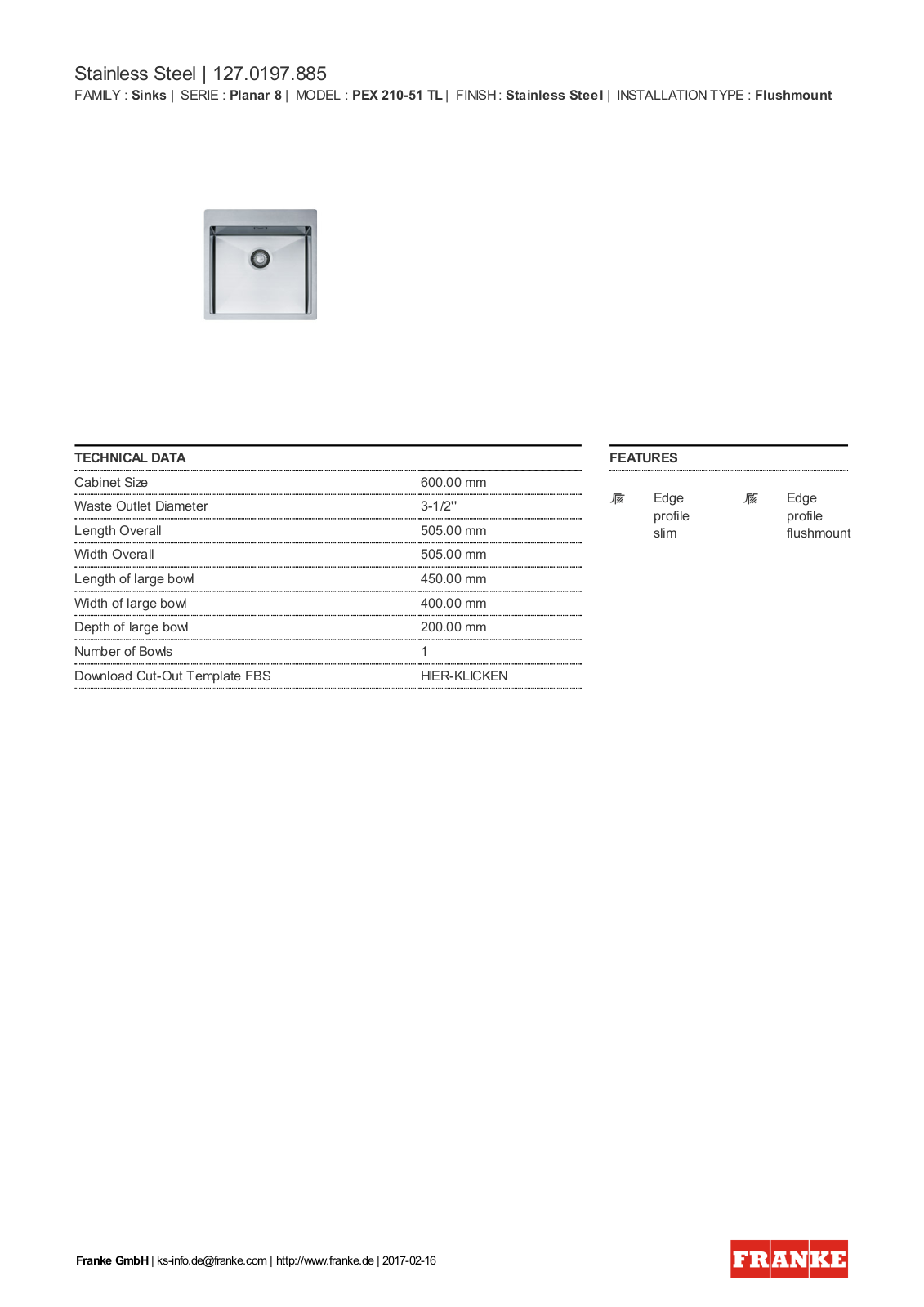 Franke 127.0197.885 Service Manual