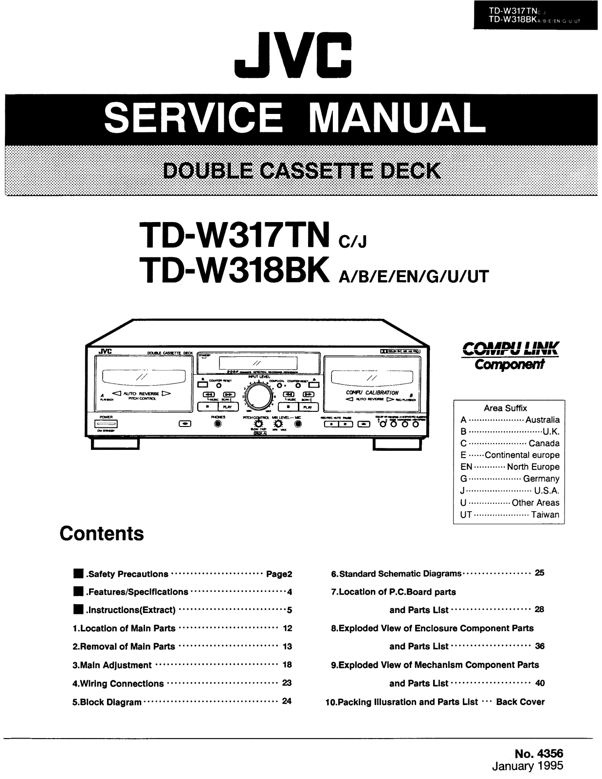 JVC TD-W317TNC, TD-W317TNJ, TD-W318BKA, TD-W318BKB, TD-W318BKE Service Manual