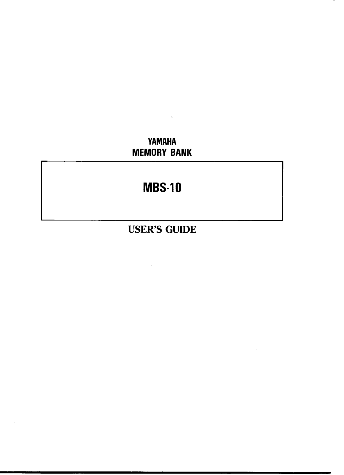 Yamaha MBS10, MBS10E User Manual