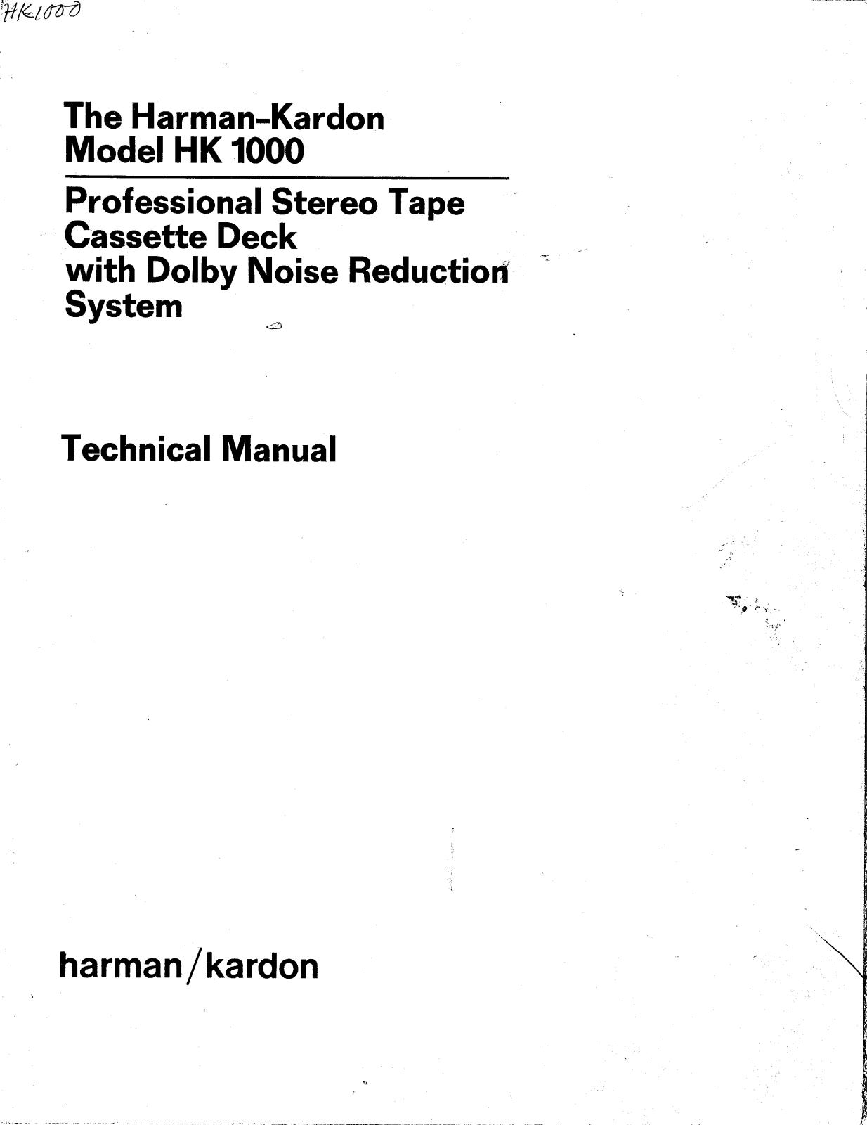 Harman Kardon HK-1000 Service manual