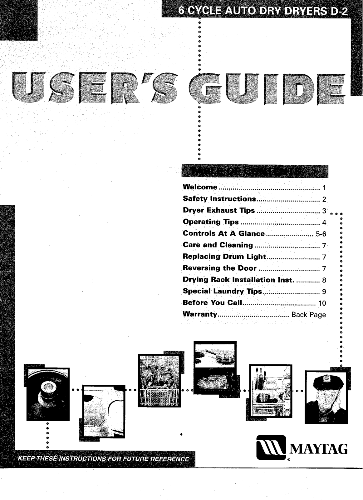 Maytag MDE4916AYA, MDE4916AYQ, MDE4916AYW, MDE4916AZW, MDE8416AYA Owner's Manual