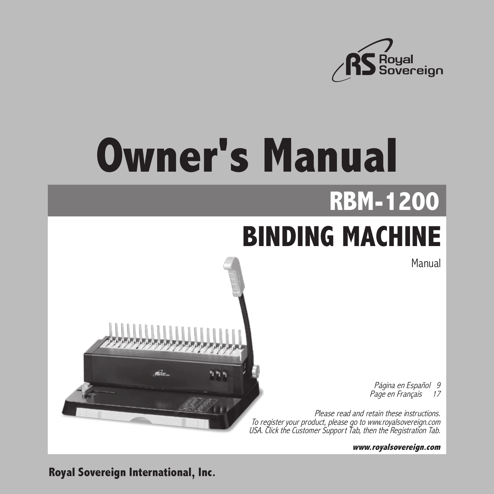 Royal Sovereign RBM-1200 User Manual