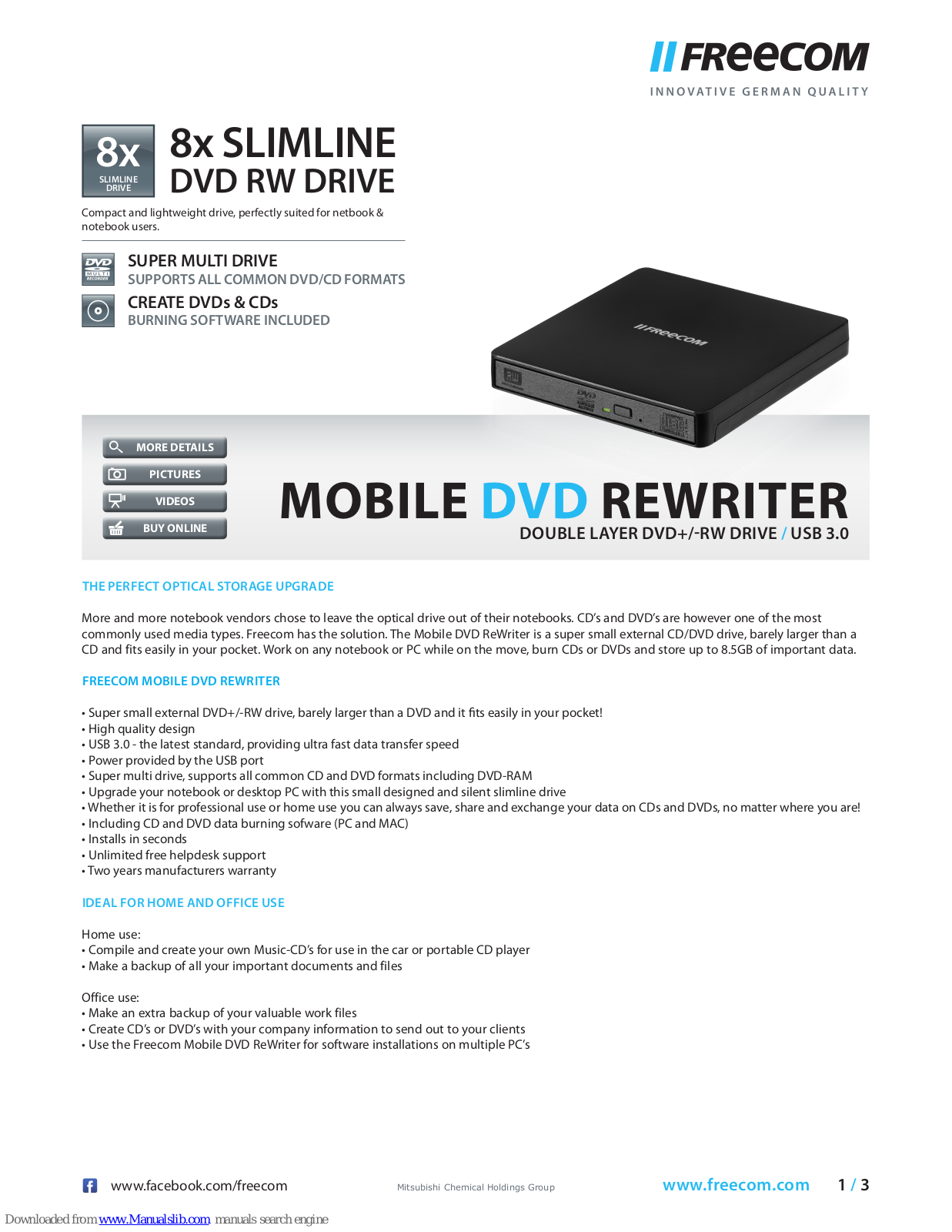 Freecom MOBILE DVD REWRITER Overview