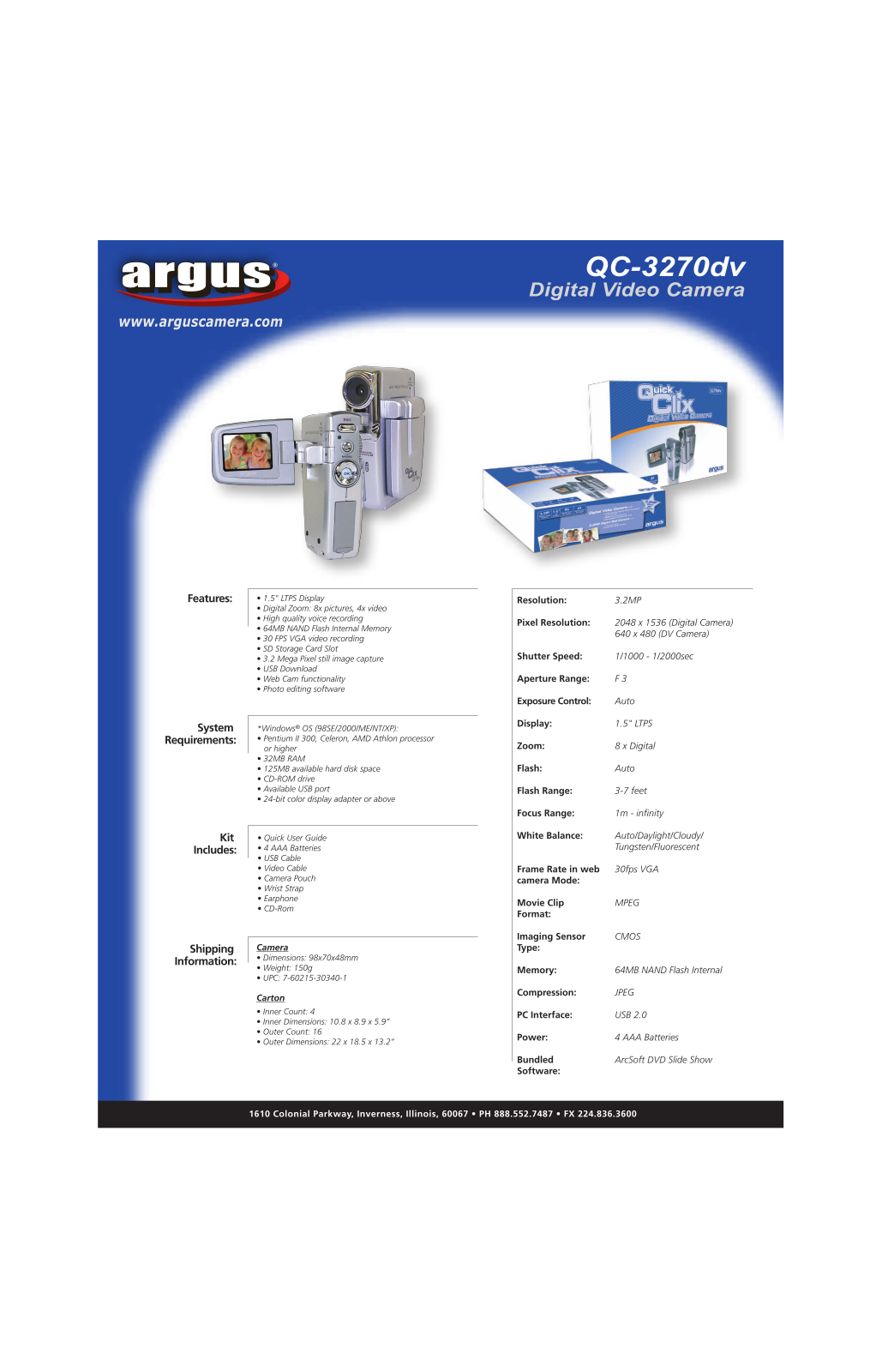 Argus Camera QC-3270dv User Manual