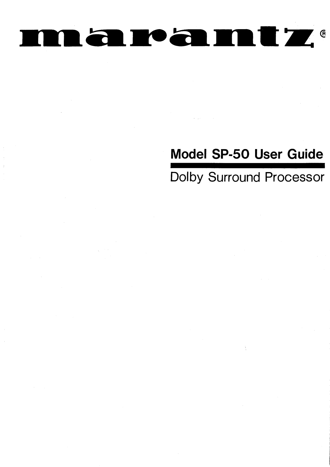 Marantz SP-50 Owners Manual