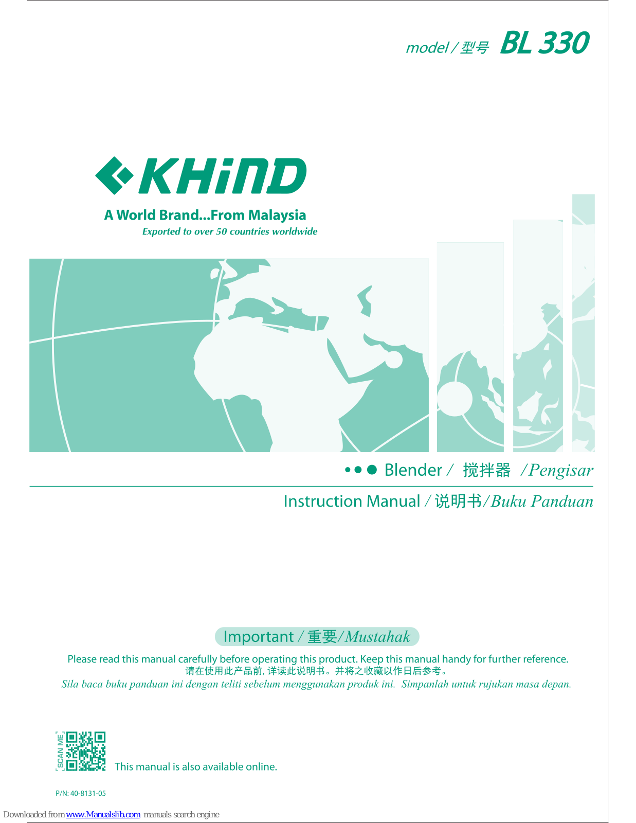 KHIND BL 330 Instruction Manual