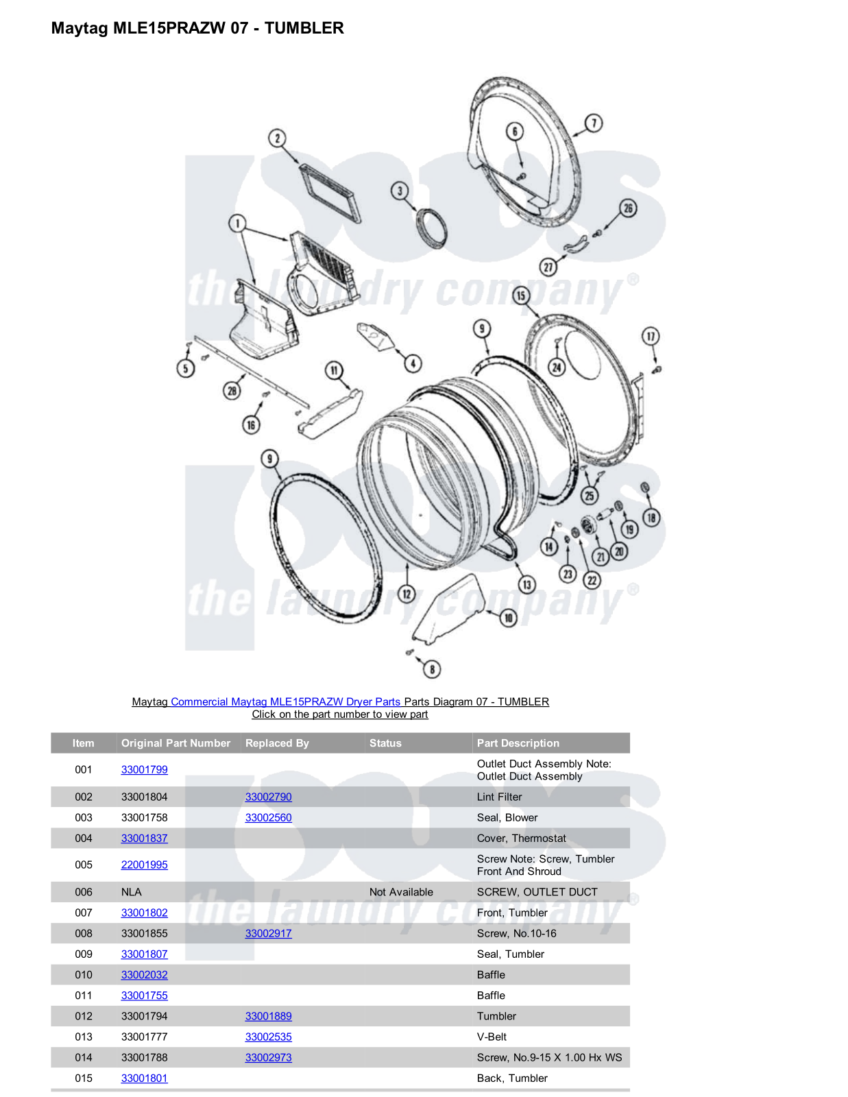 Maytag MLE15PRAZW Parts Diagram