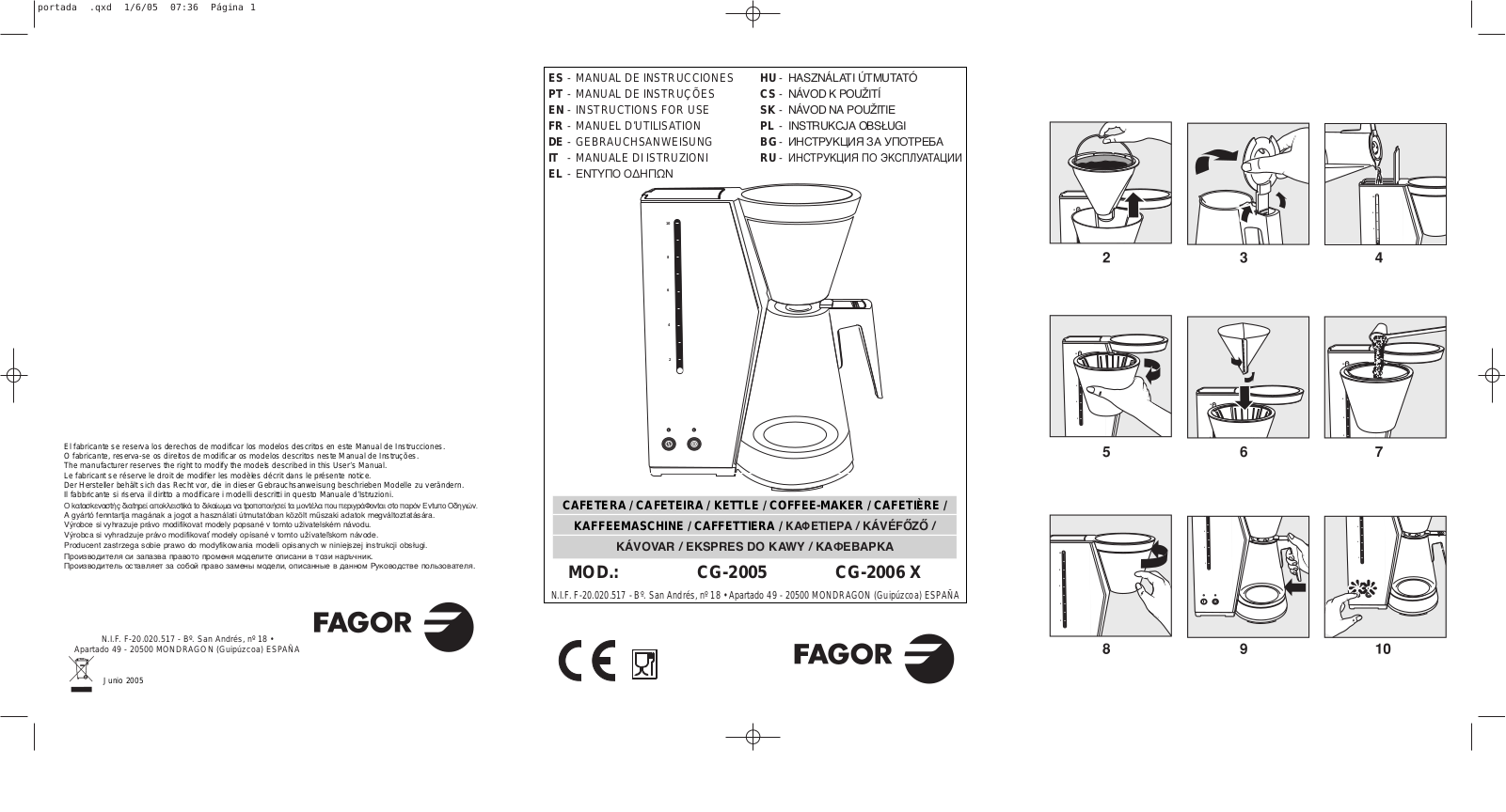 FAGOR CG-2005, CG-2006 X User Manual