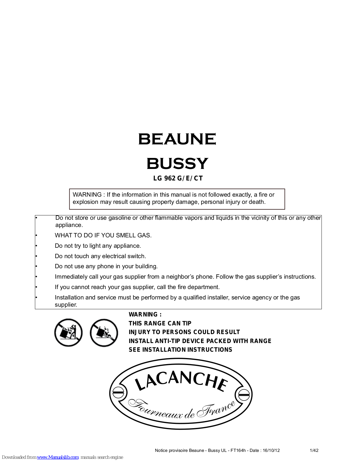 Lacanche BUSSY User Manual