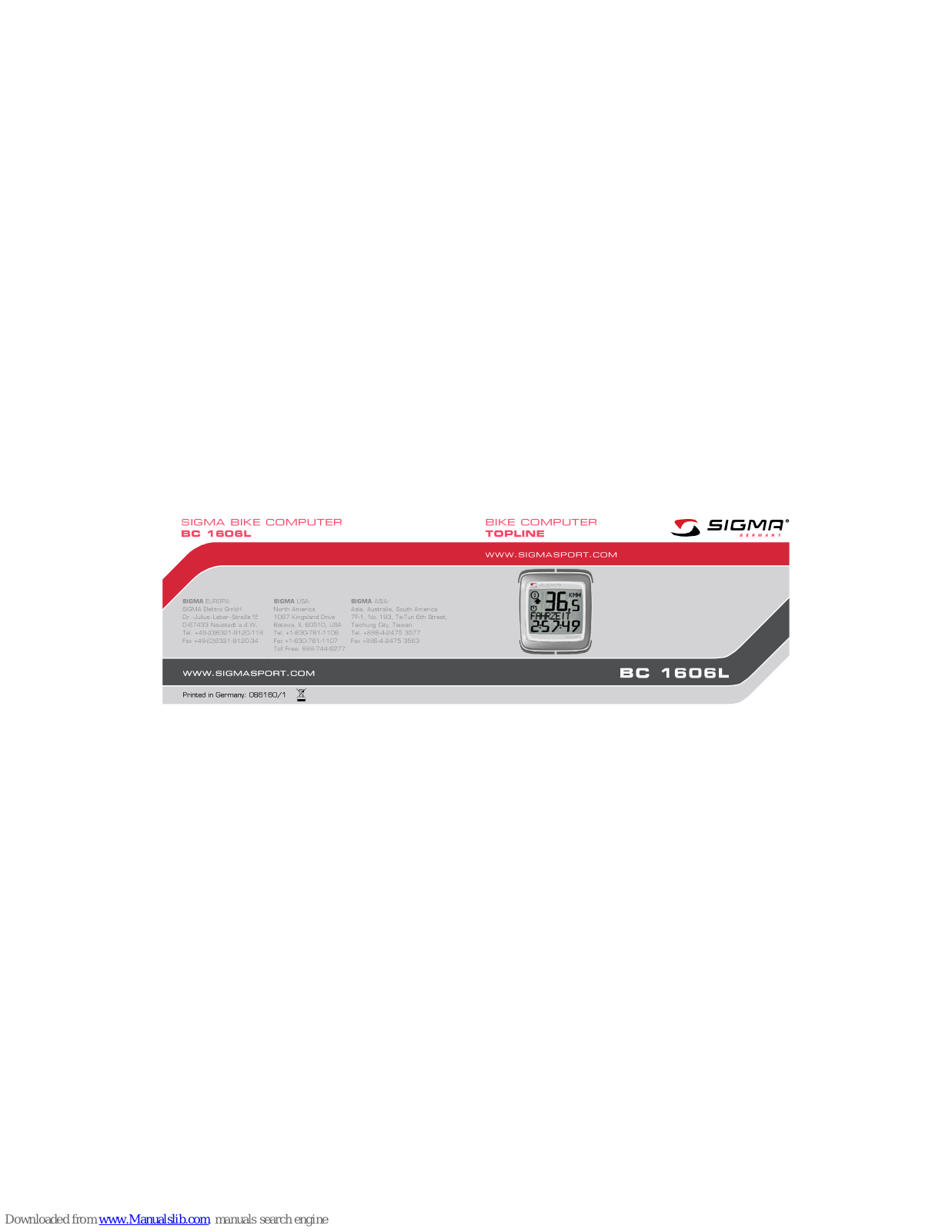 SIGMA SPORT Topline BC 1606L User Manual