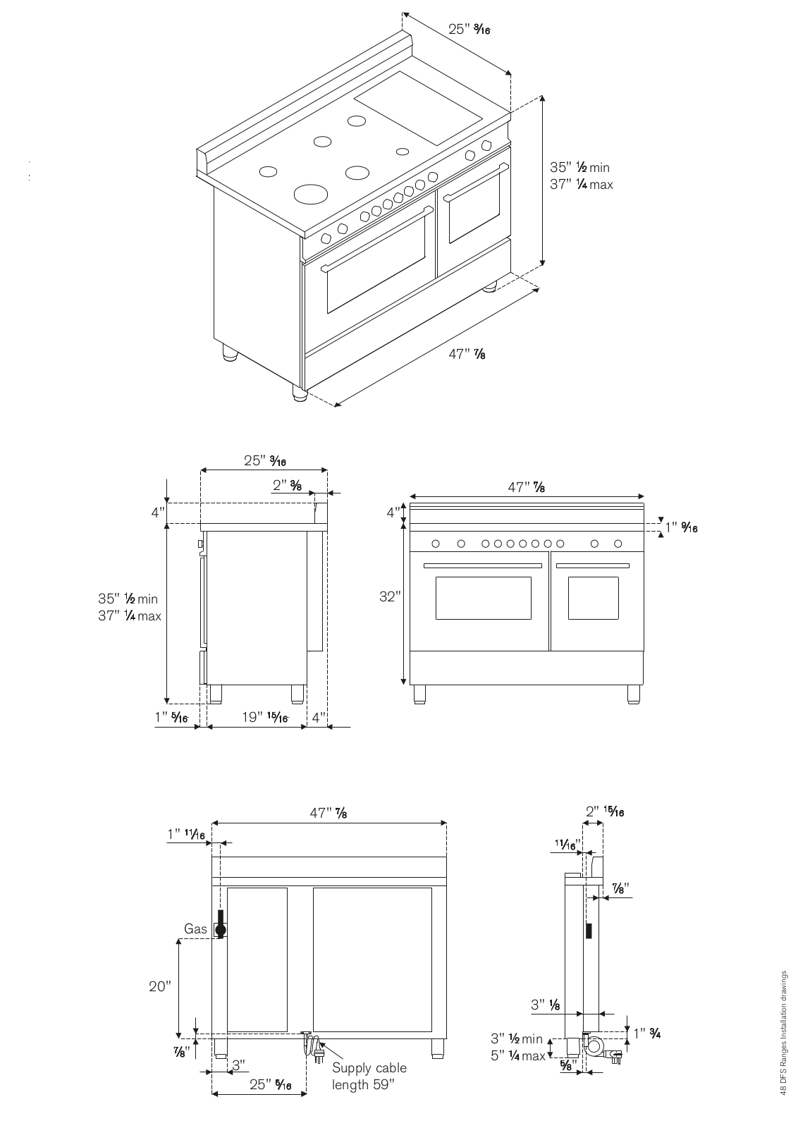 Bertazzoni PRO486GDFSXLP, PRO486GDFSAR, PRO486GDFSBILP, PRO486GDFSRO, PRO486GDFSBI Installation Guide