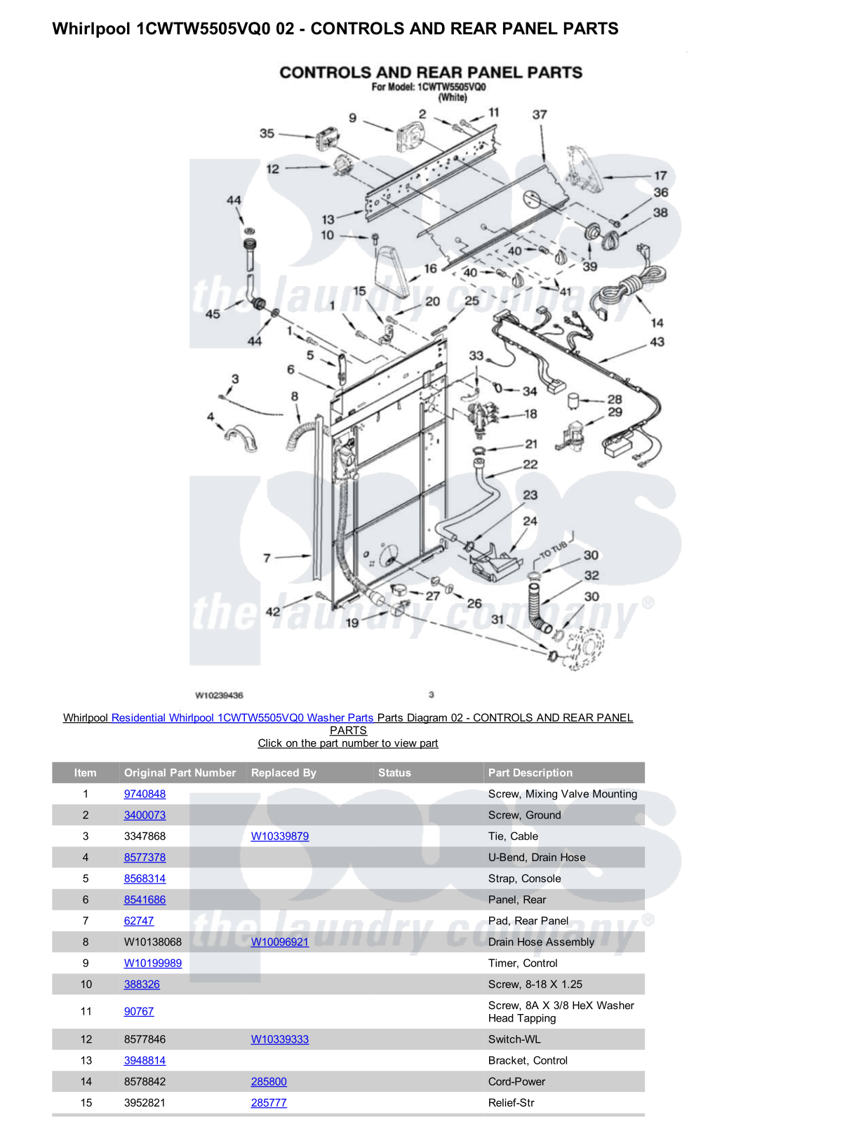 Whirlpool 1CWTW5505VQ0 Parts Diagram