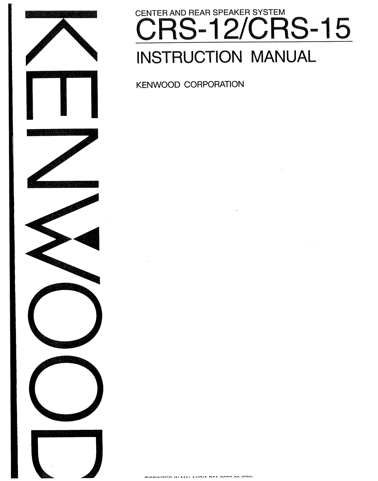 Kenwood CRS-12, CRS-15 Owner's Manual