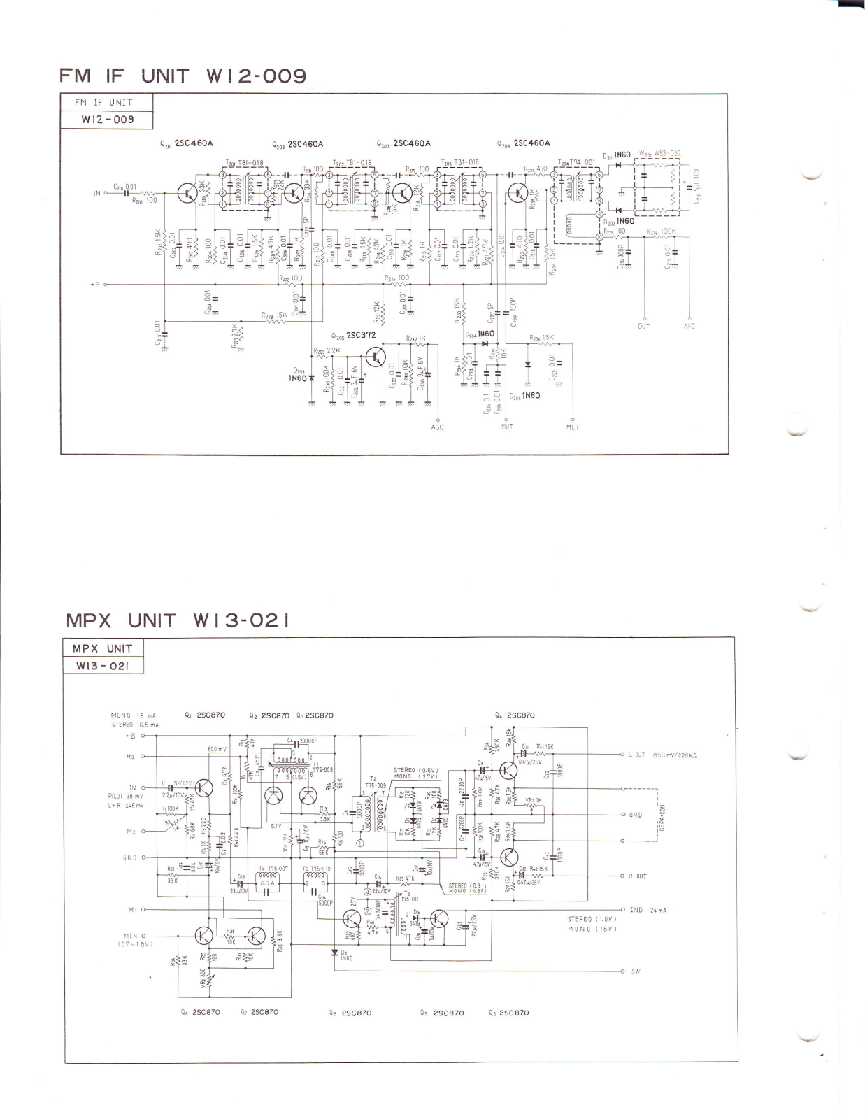 Pioneer W-12009, W-13021 Schematic