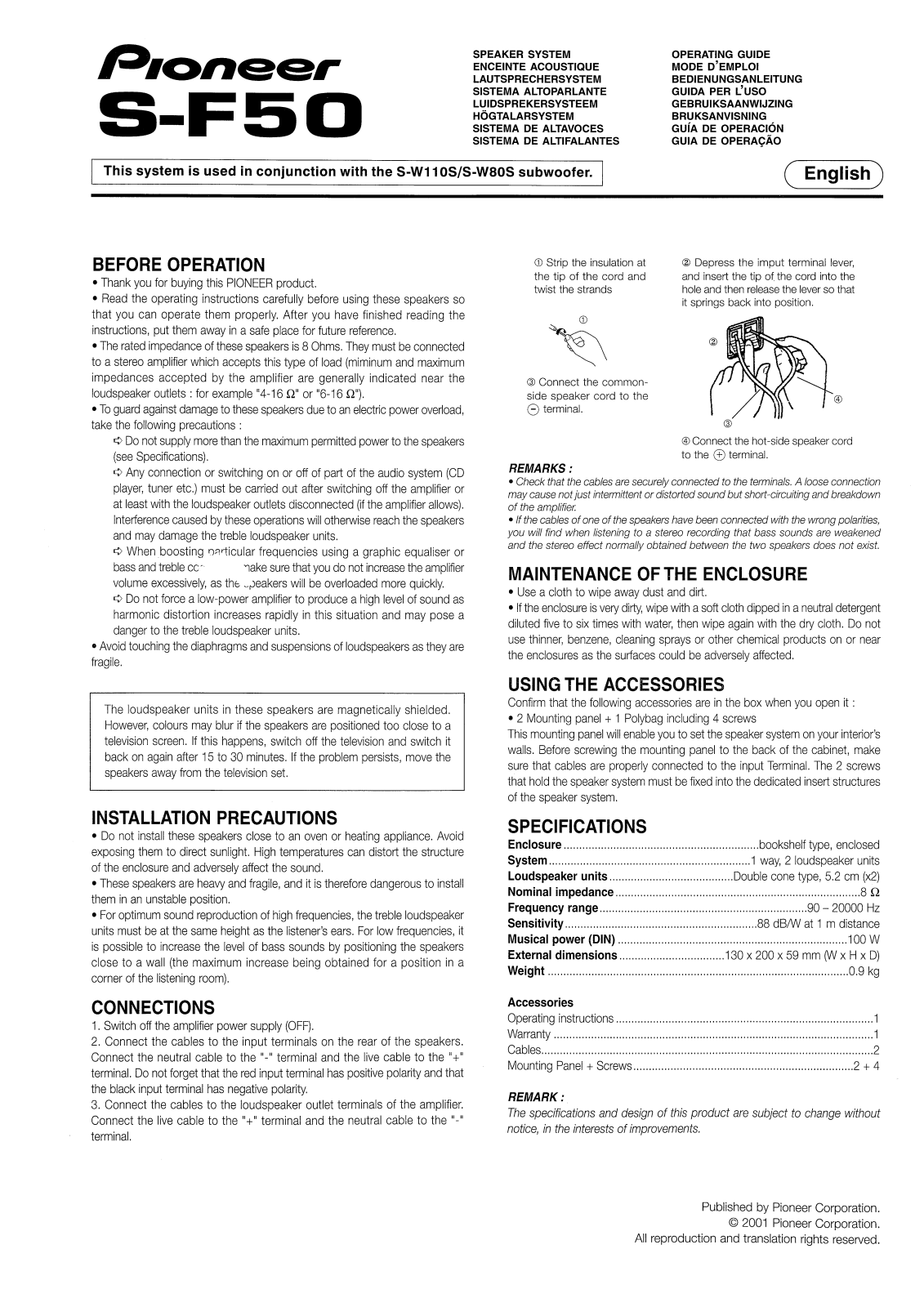 Pioneer S-F50 User Manual