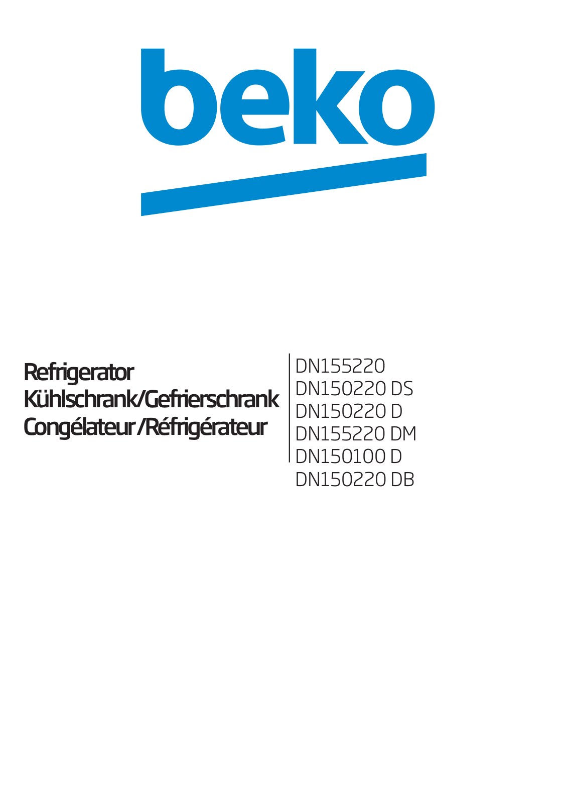 Beko DN155220, DN150220 DS, DN150220 D, DN155220 DM, DN150100 D User manual