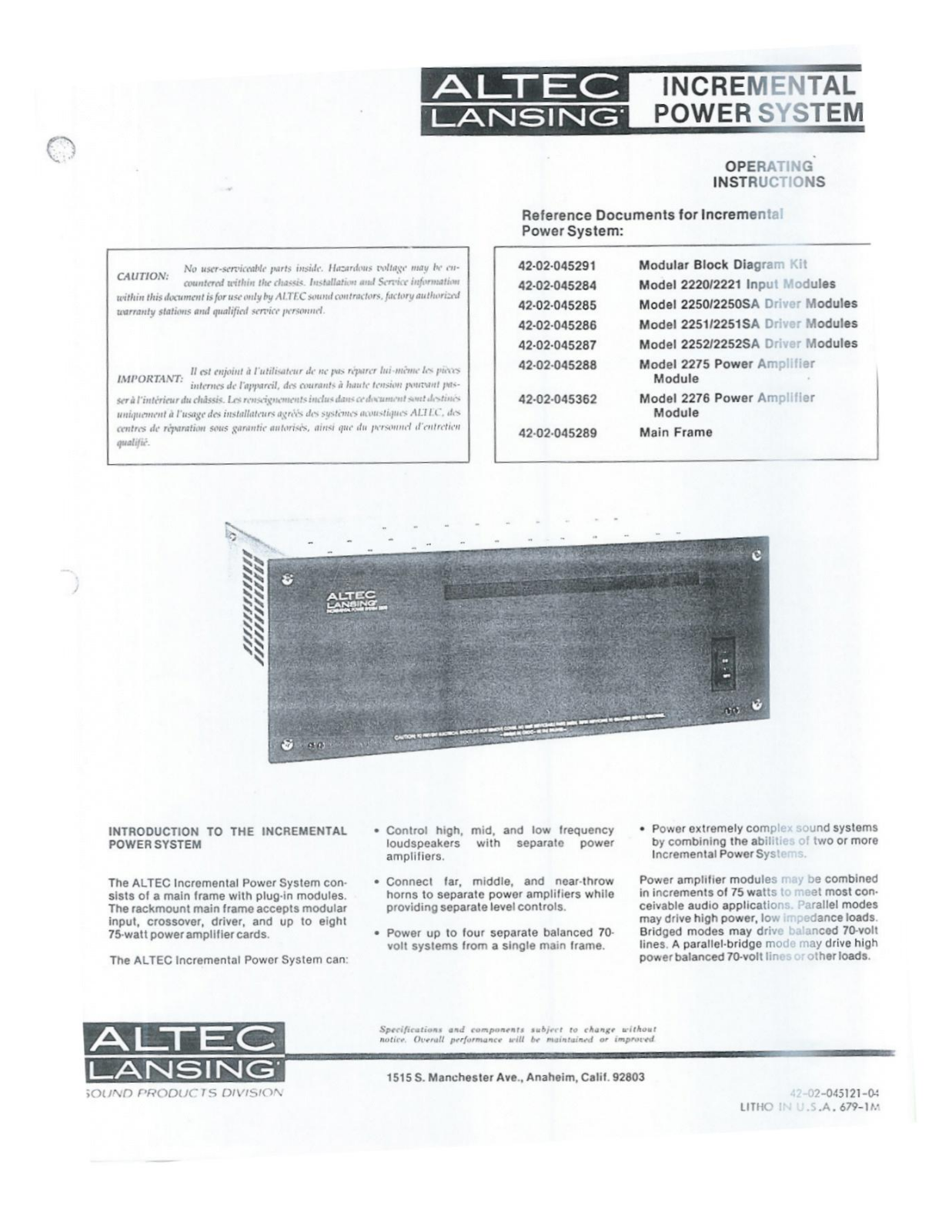 Altec Lansing 288C HF DRIVER User Manual