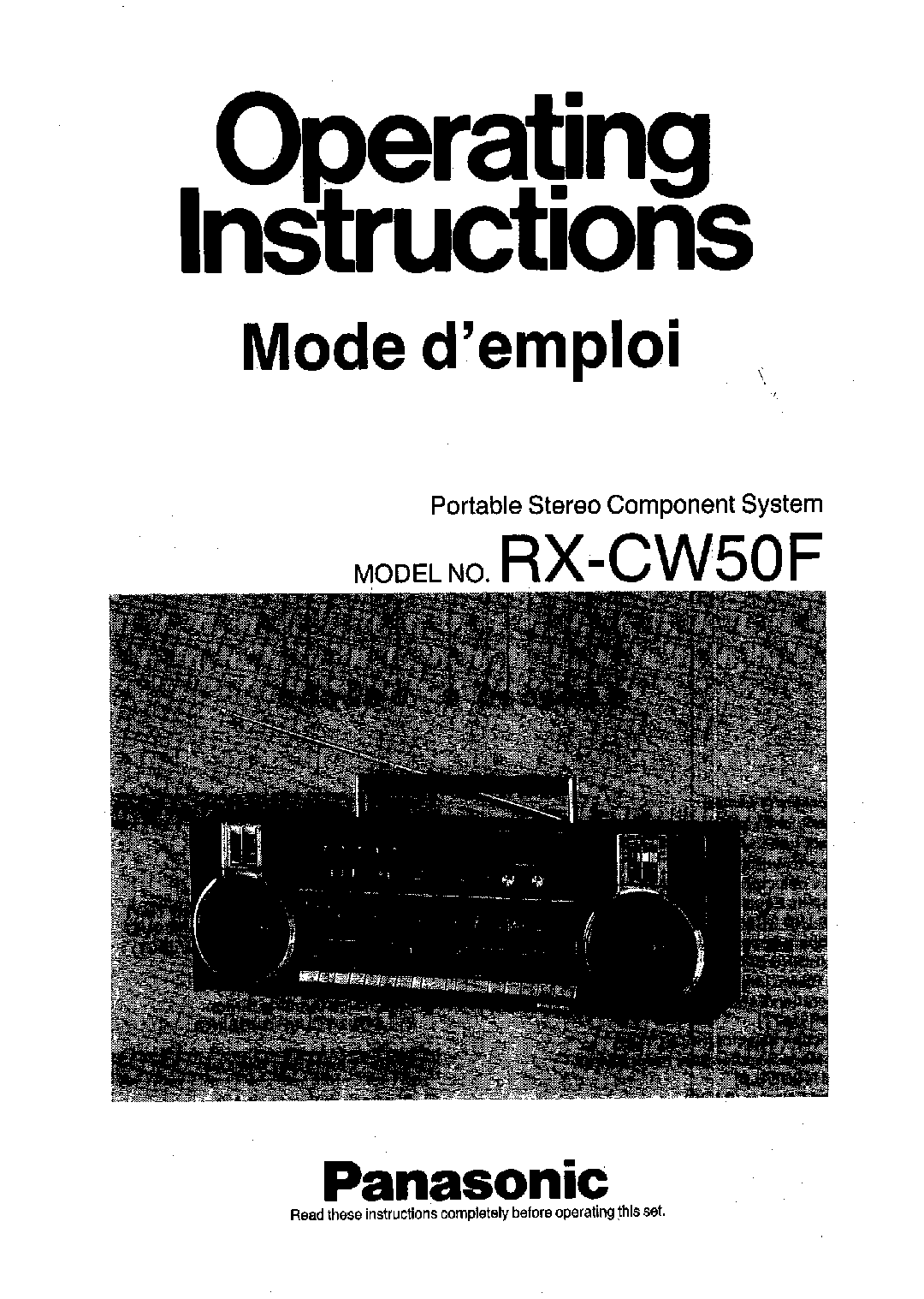 Panasonic RX-CW50 User Manual