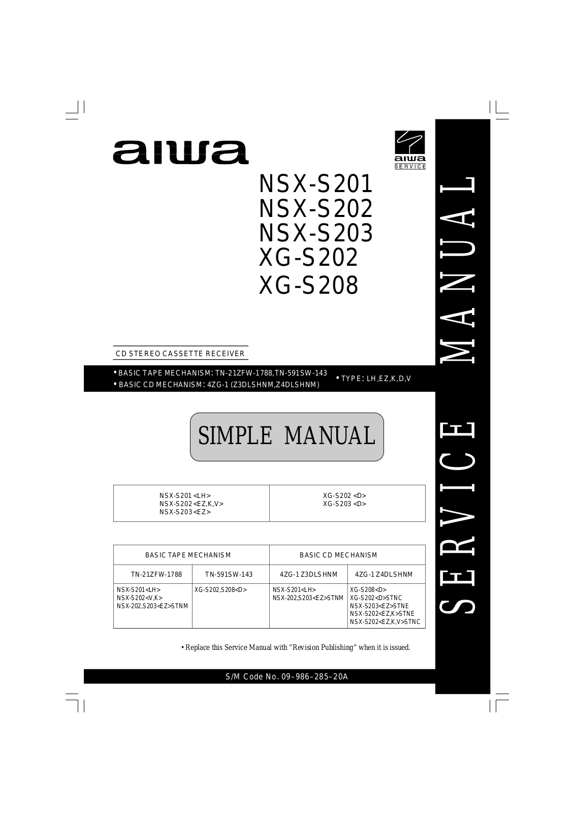 Aiwa NSX-S202, NSX-S203, XG-S202, XG-S208 Service Manual