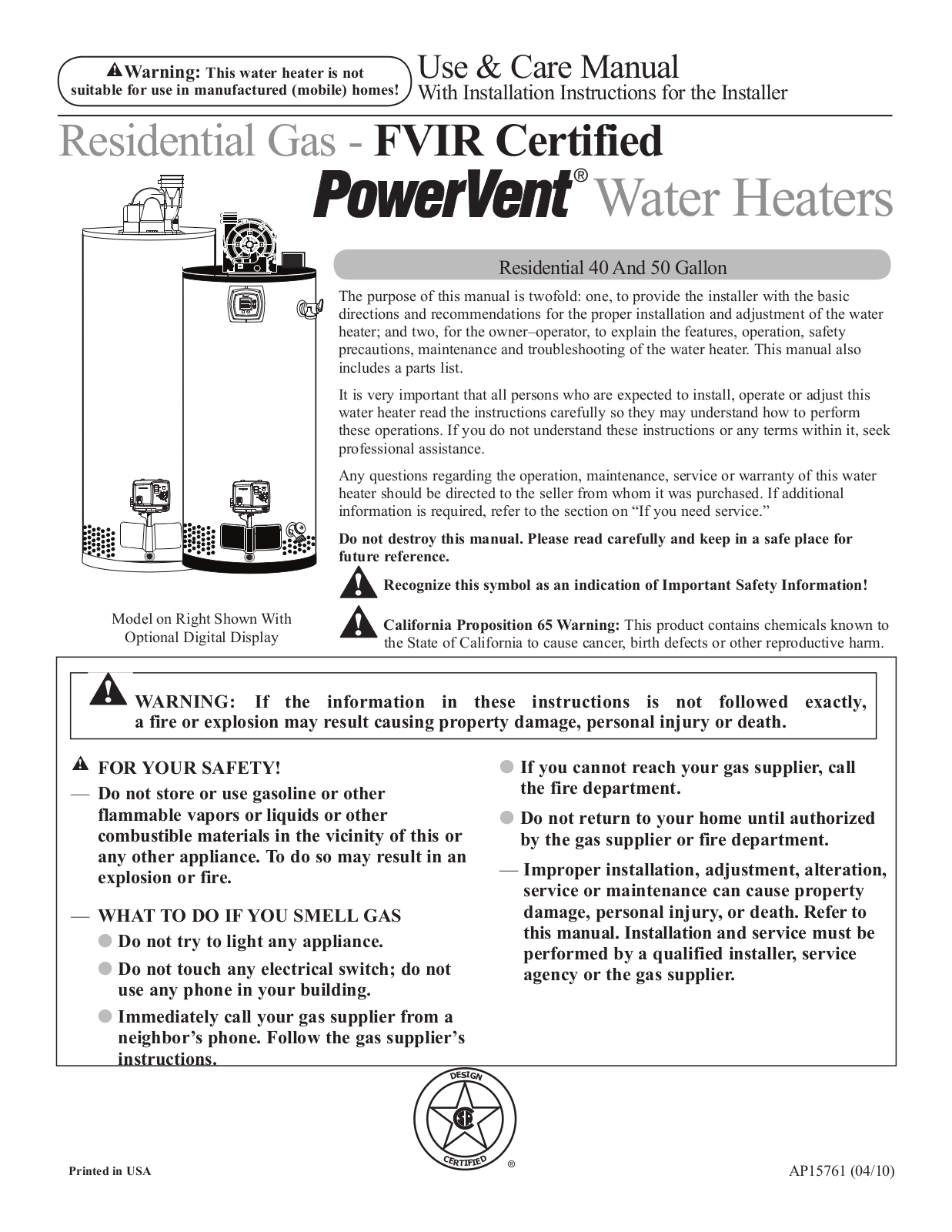 Rudd 43VP40SE2 Installation  Manual